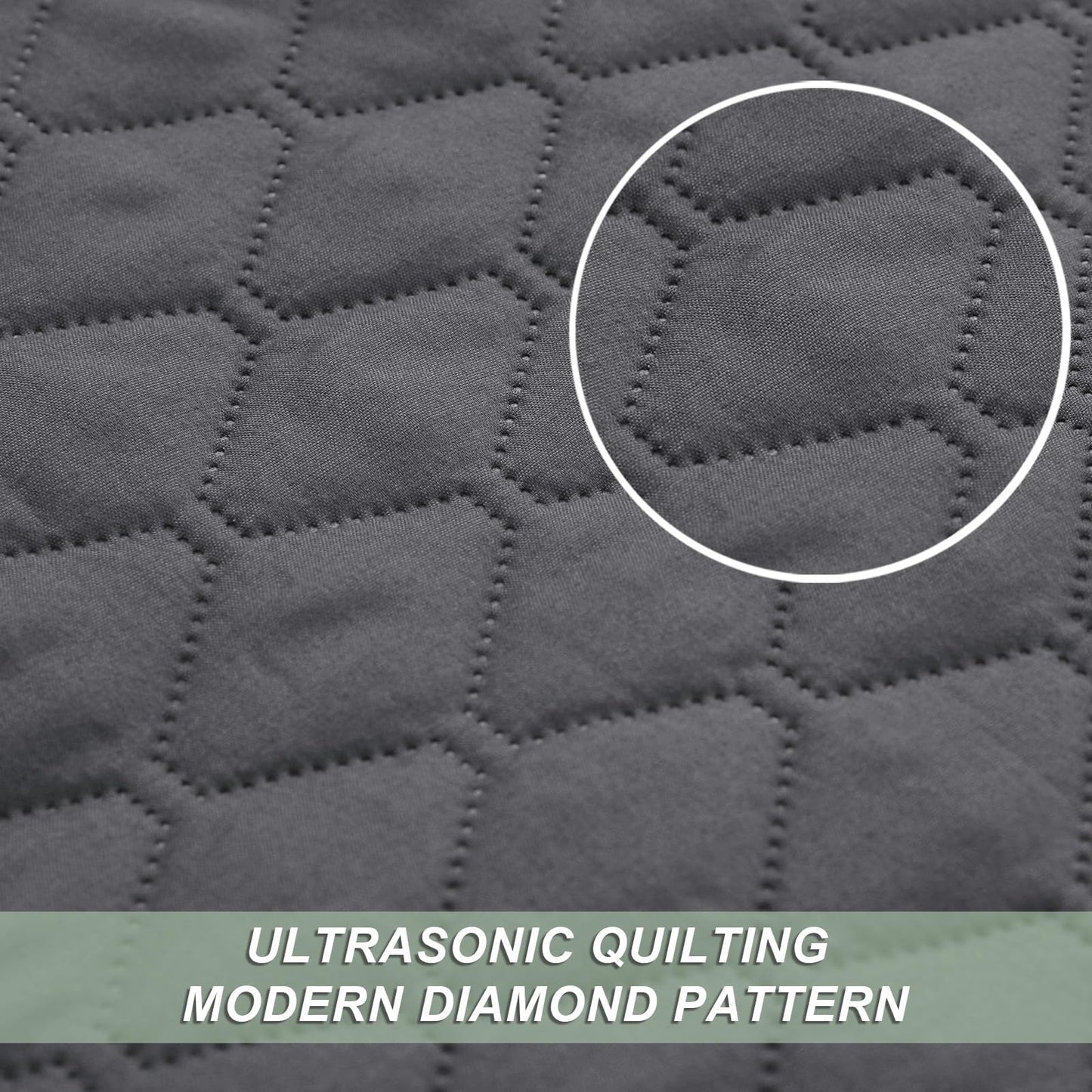 Exclusivo Mezcla Ultrasonic Reversible 3 Piece King Size Quilt Set with Pillow Shams, Lightweight Bedspreads/ Coverlet/ Bed Cover - (Grey, 92 inchx104 inch)