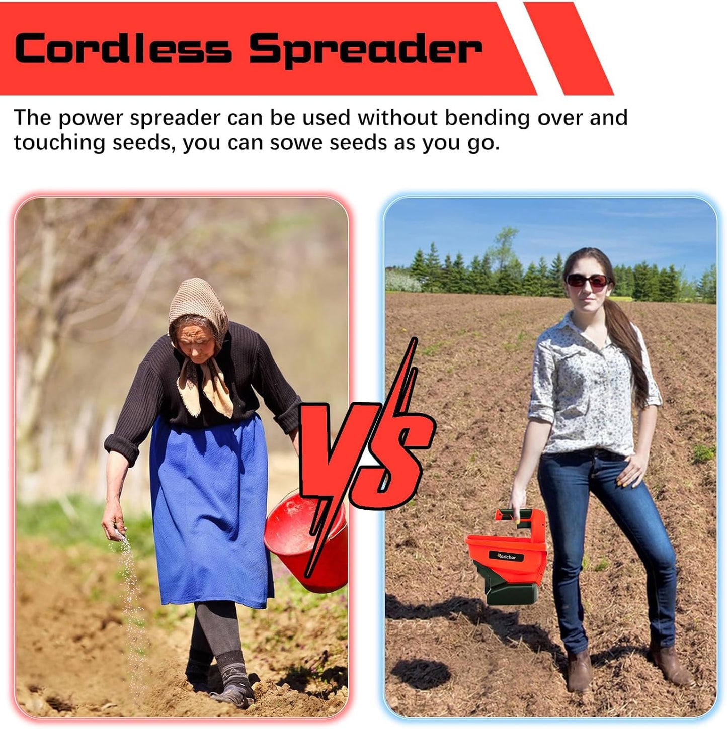 Rozlchar Power Spreader Compatible for Milwaukee 18V Battery, Seed Spreader for Year-Round, Covers Up to 5,000 sq. ft.(Tool Only, No Battery)