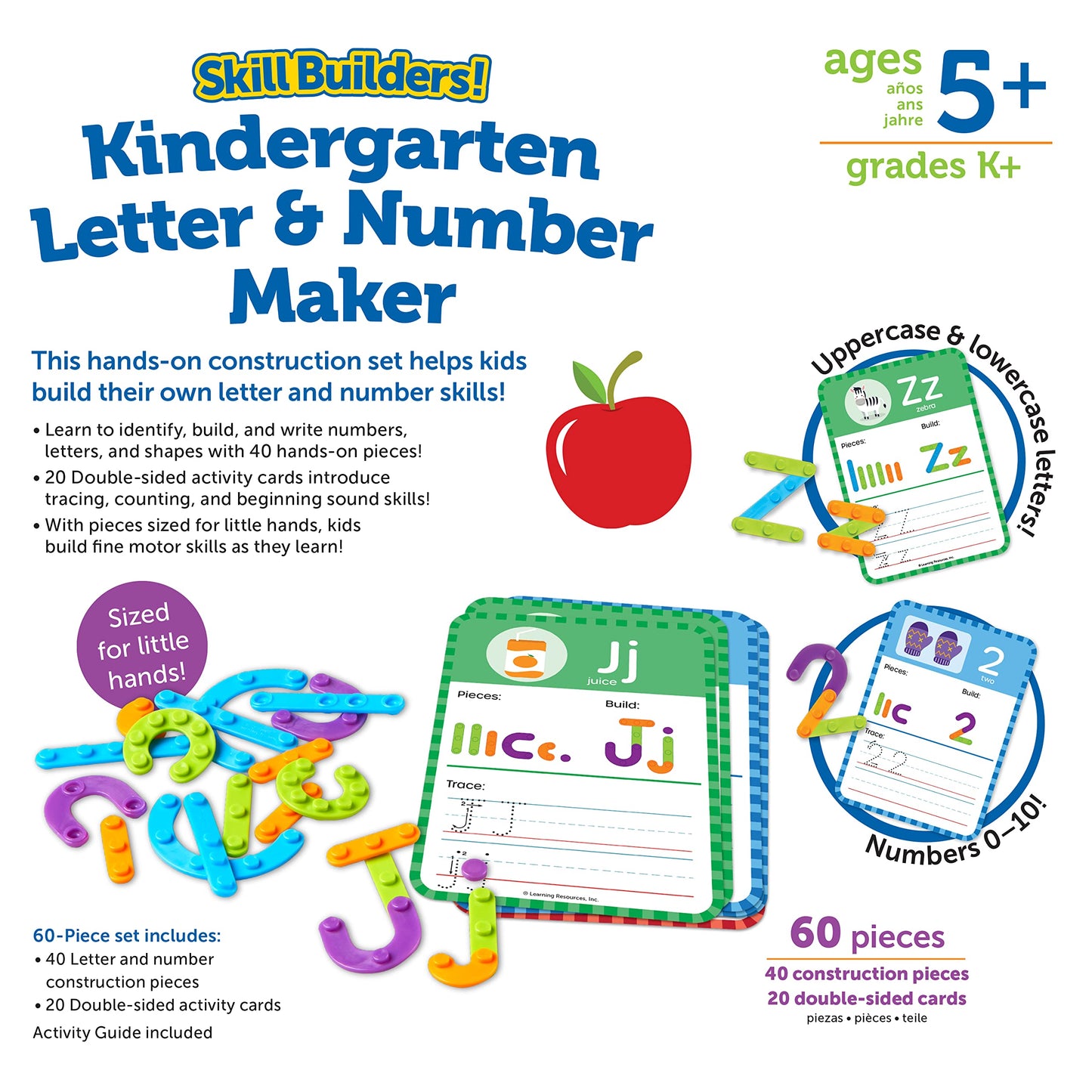 Learning Resources Skill Builders! Kindergarten Letter & Number Maker - 60 Pieces, Ages 6+ Kindergartner Learning Materials, Homeschool and Classroom Supplies, Math Games for Kids (LER8529)