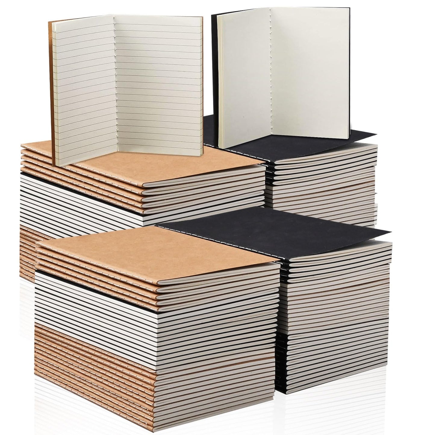 96 Pcs Pocket Notebooks Bulk, Mini Lined Journals A6 Unlined Sketchbook Small Memo Notepad for Kids Student Writing Travel Journal Office, 24 Sheets/48 Pages