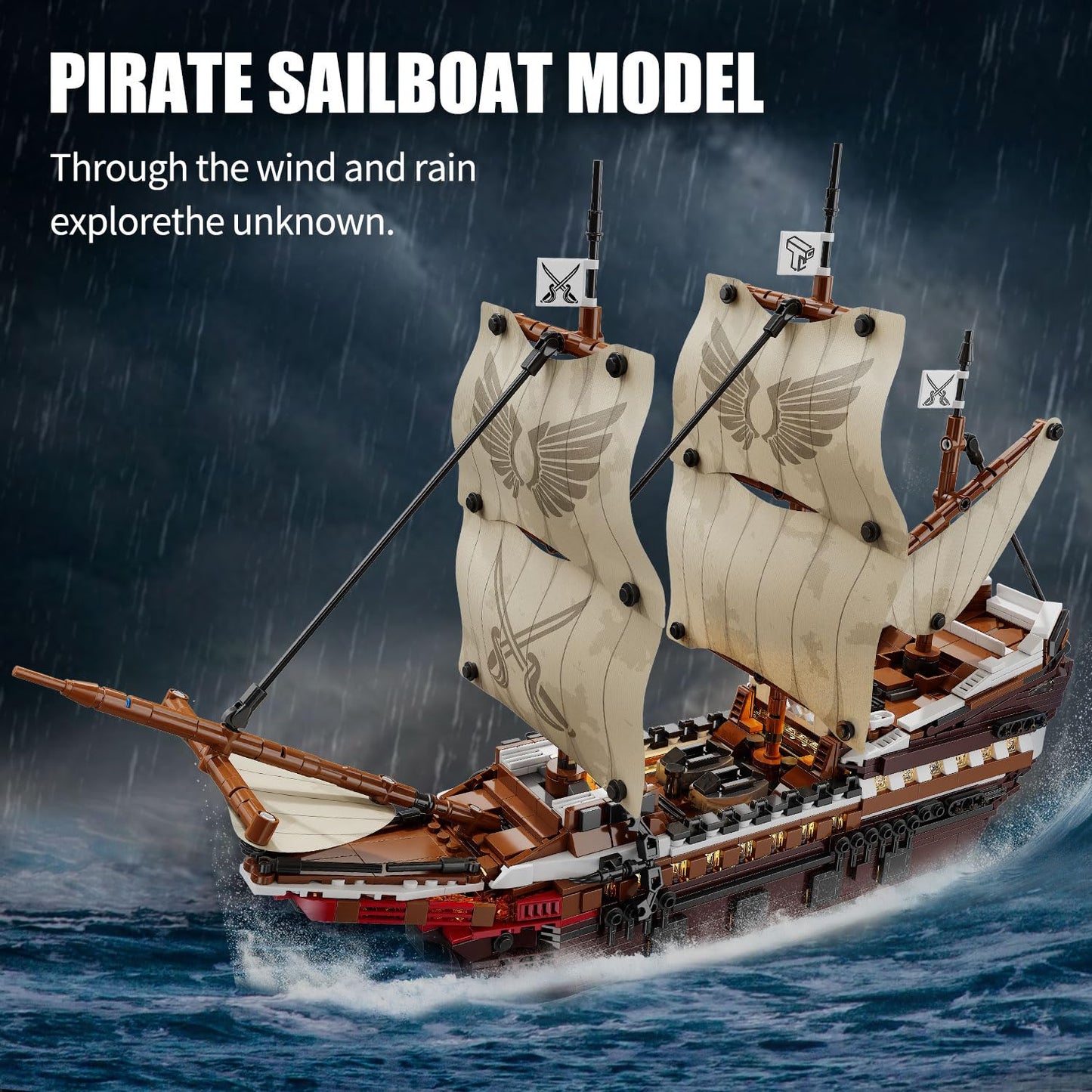 TYCOLE Pirate Ship Building Set with Lights - Mayflower Ship Model Toy.Great home&office decoration for pirates fans,Idea choice for adults and boys aged 8-14 as birthday, Christmas gifts(2076PCS)
