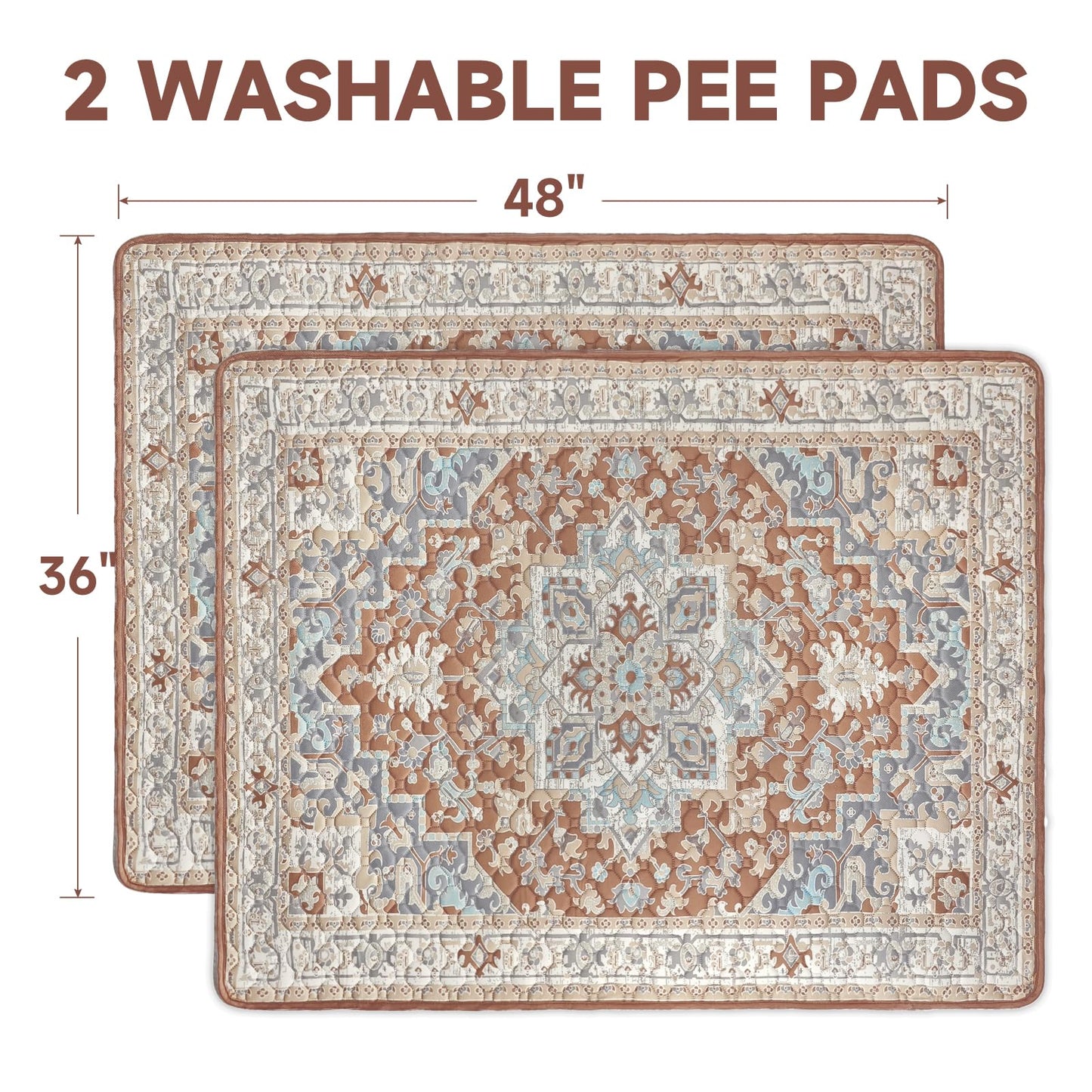 YOSEPATI Washable Pee Pads for Dogs,2 Pack Reusable Puppy Pads 36"x48" Super Absorbent Waterproof Pet Training Pads, Non-Slip Potty Pads for Crate,Floor,Sofa