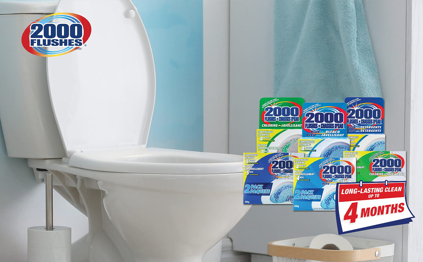 2000 Flushes Automatic Toilet Bowl Cleaner | Blue plus Detergents 100g | Makes scrubbing easier by helping break down toilet bowl residue and stains, with pine oil scent | 90813 | 12 Cubes