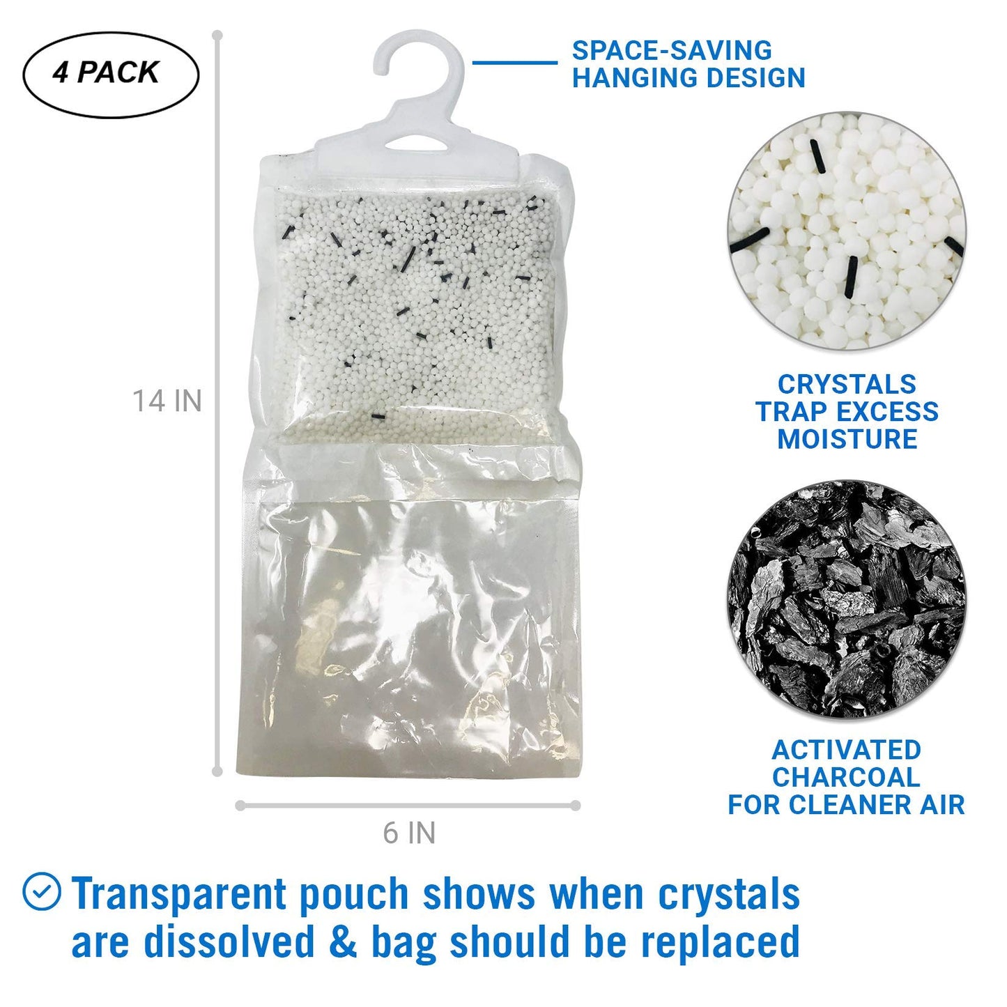 4 Pack Boat Dehumidifier Moisture Absorber Hanging Bags and Charcoal Smell Remove Damp Musty Smell | Basement Closet Home RV or Boating