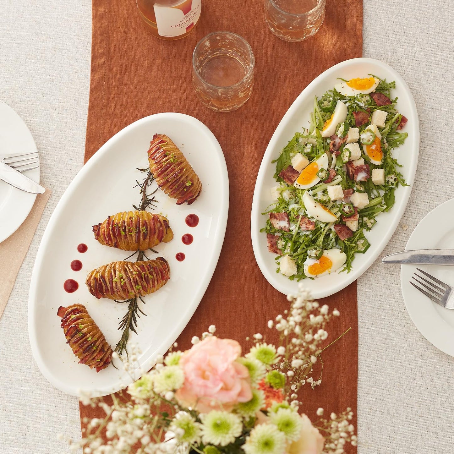 DOWAN Large Serving Platters, 16"/14"/12" Oval Serving Platters, Oven Safe, White Serving Plates, Porcelain Dinner Platters for Appetizers Meat Snacks, Serving Dishes for Party, Set of 3