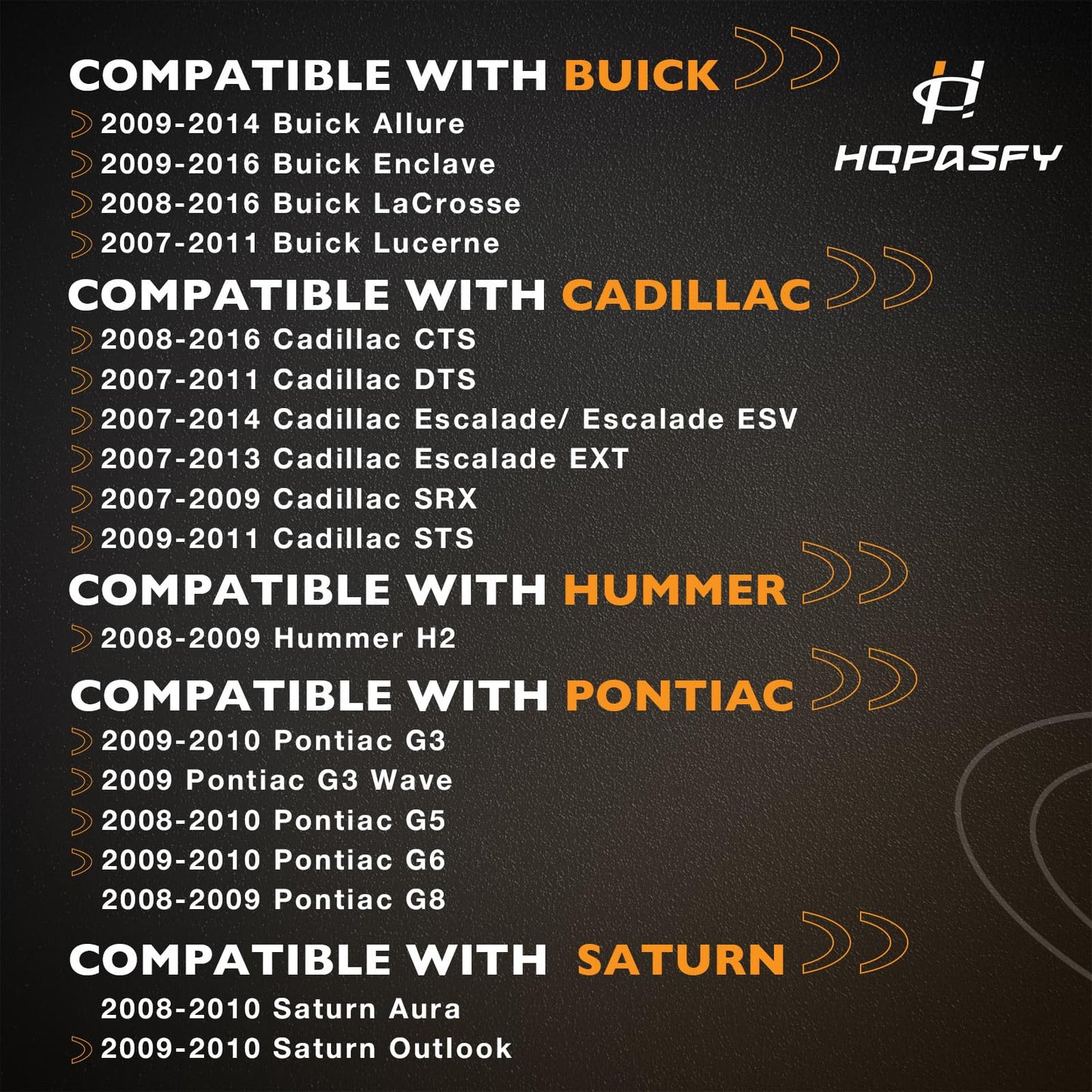 HQPASFY TPMS Sensor 315MHz Tire Pressure Sensor, Compatible with 2006-2019 Chevy Silverado/Suburban, GMC Yukon/Sierra, Buick Enclave, Cadillac Escalade/CTS & More, Replaces# 13586335, 13581558 (4Pcs)