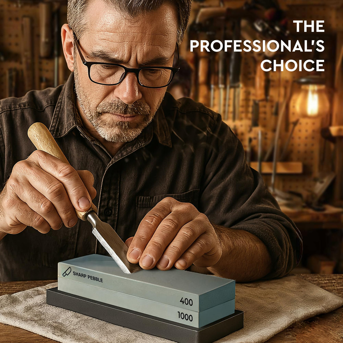 Sharp Pebble Premium Whetstone Sharpening Stone 2 Side Grit 400/1000-Whetstone Knife Sharpener with Flattening Stone & Nonslip Rubber Base