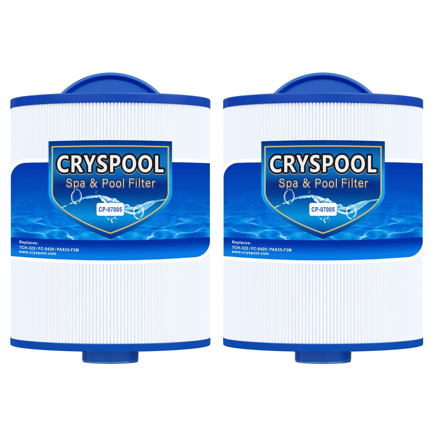 Cryspool® 07005 Filter Compatible with 7CH-322, PAS35-F2M, FC-0420, 100520, 3301-2109, Artesian Spas Hot Tub Filter, 32 Sq. Ft Spa Filter Cartridge, 2 Pack