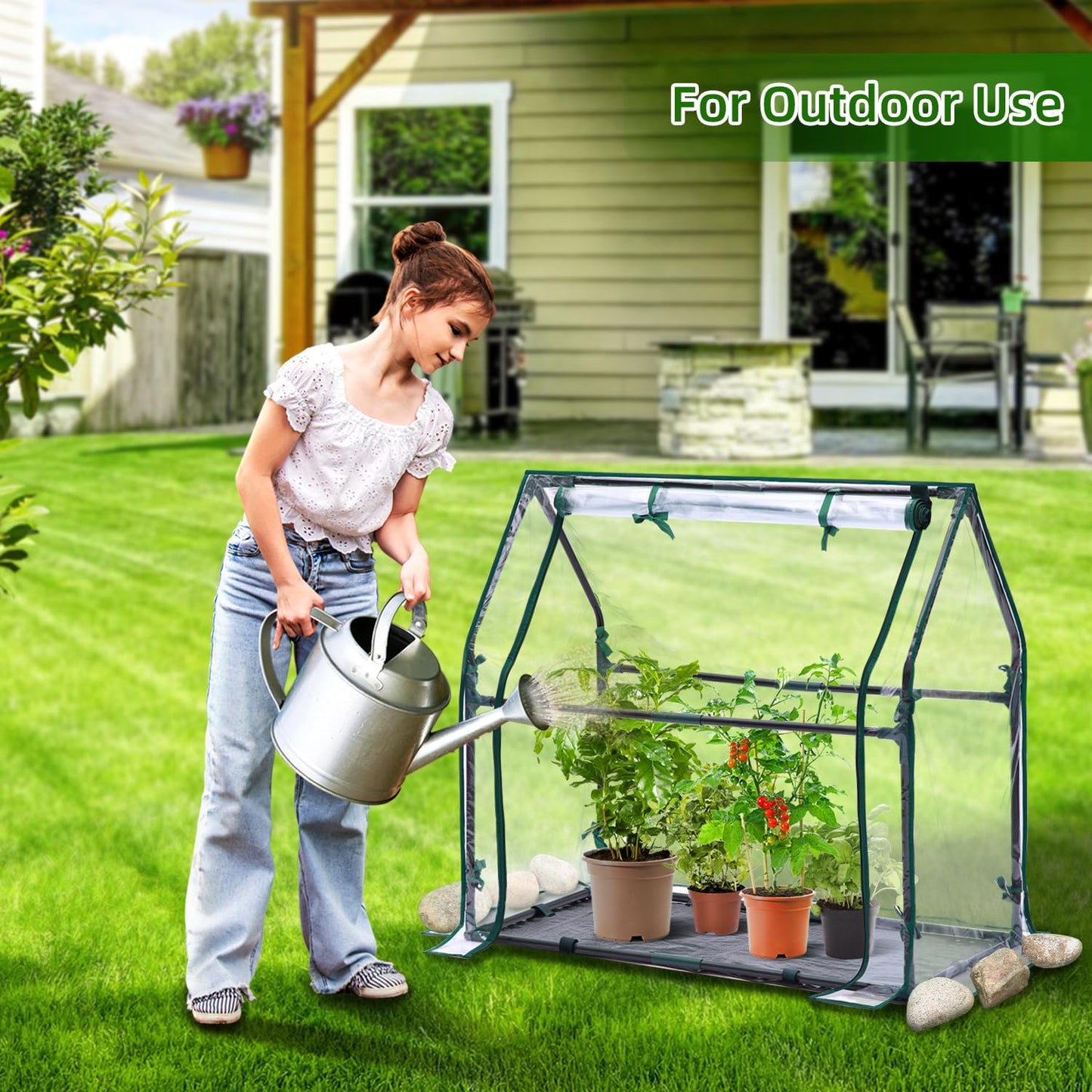 Ohuhu Mini Greenhouse for Indoor Outdoor, 36"x18"x33" Portable Seed Starter Greenhouse with Waterproof Pad, Heavy-Duty PVC Cover, Zippered Door for Small Plants Germination, Nursery