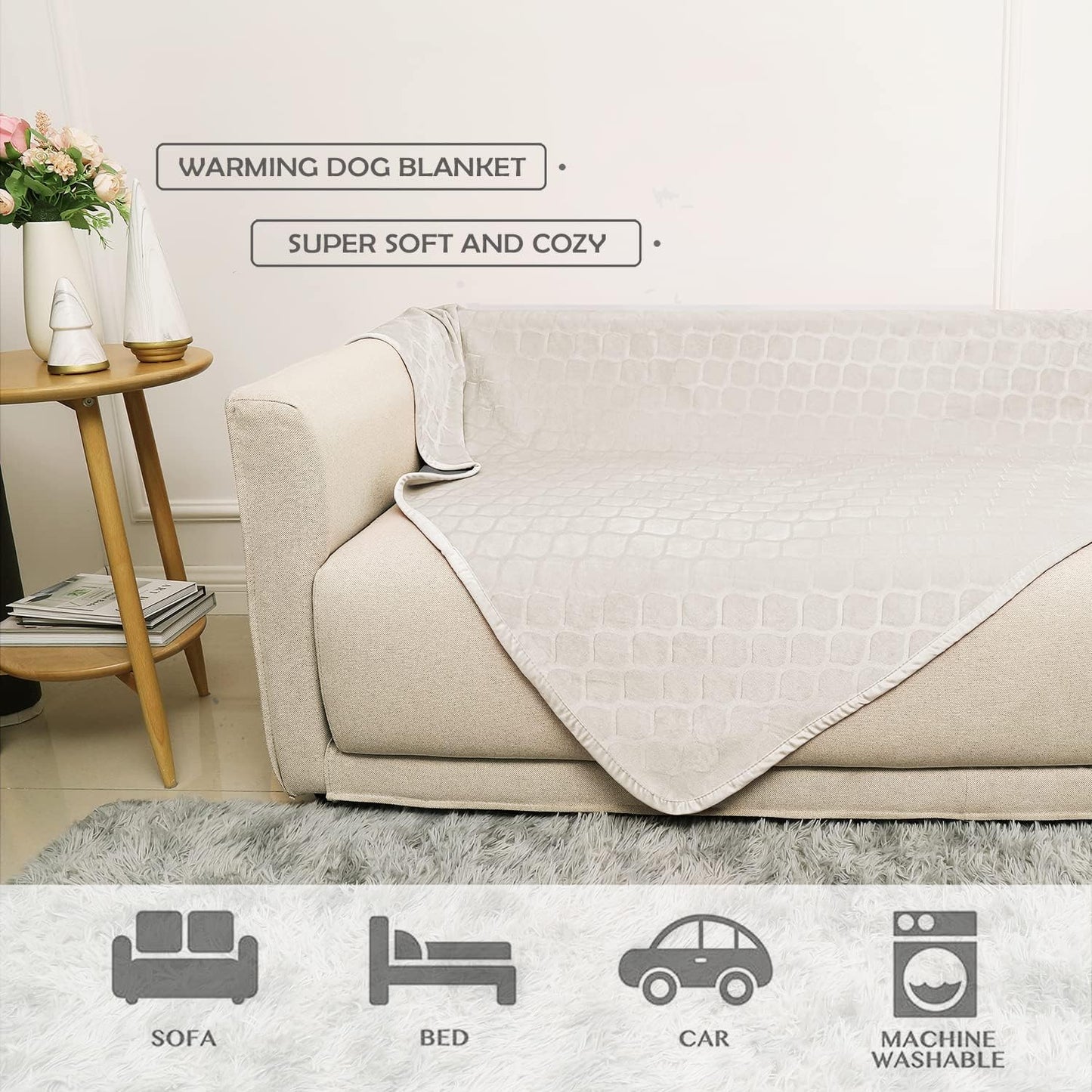 fuguitex Waterproof Dog Blanket Bed Cover Dog Crystal Velvet Moroccan Fuzzy Cozy Plush Pet Blanket Throw Blanket for Couch Sofa