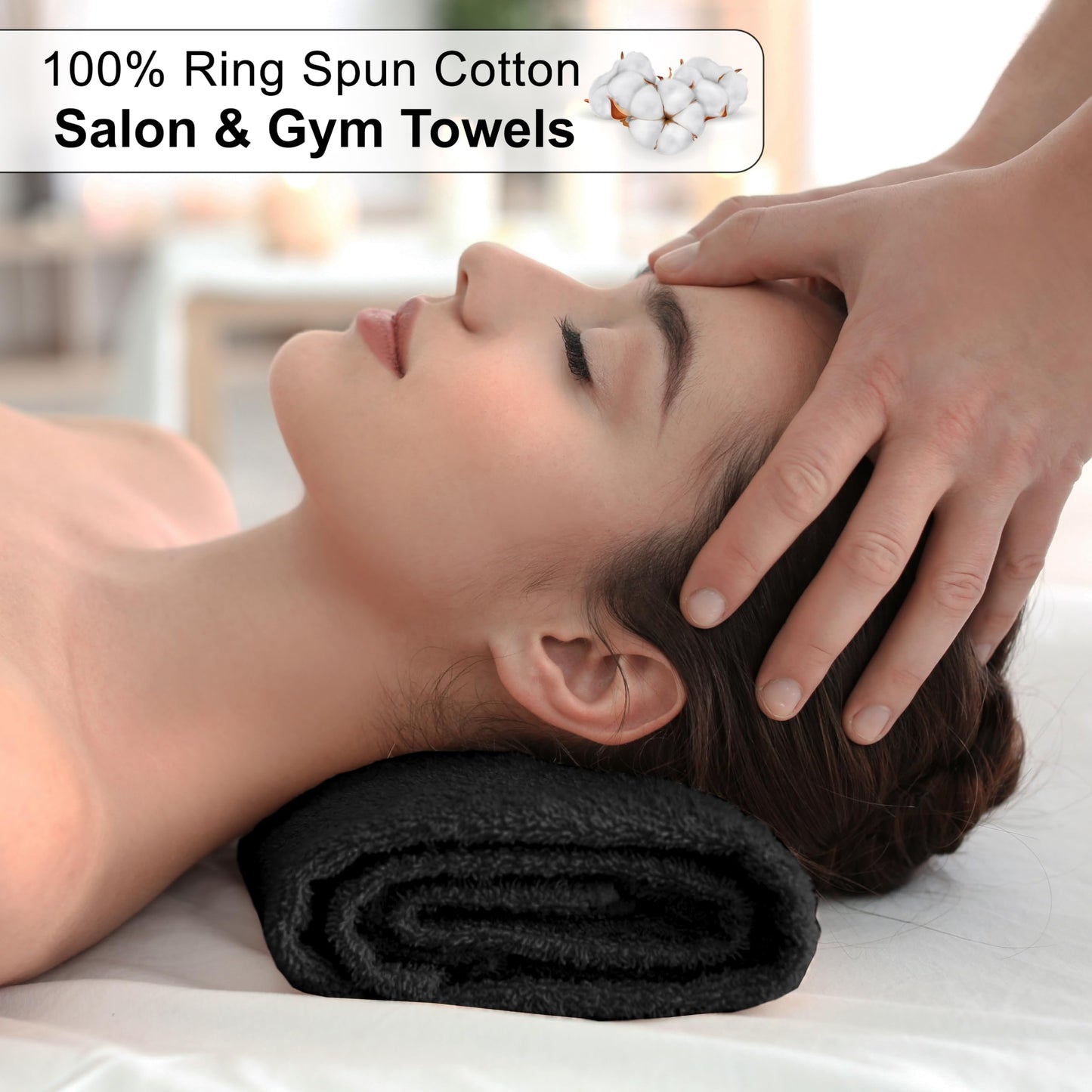 ZOYER Cotton Salon Towels (24 Pack, Black) - Not Bleach Proof Gym Towel - Hand Towel - 16 inches x 27 inches - Ring Spun-Cotton, Maximum Softness and Absorbency, Easy Care