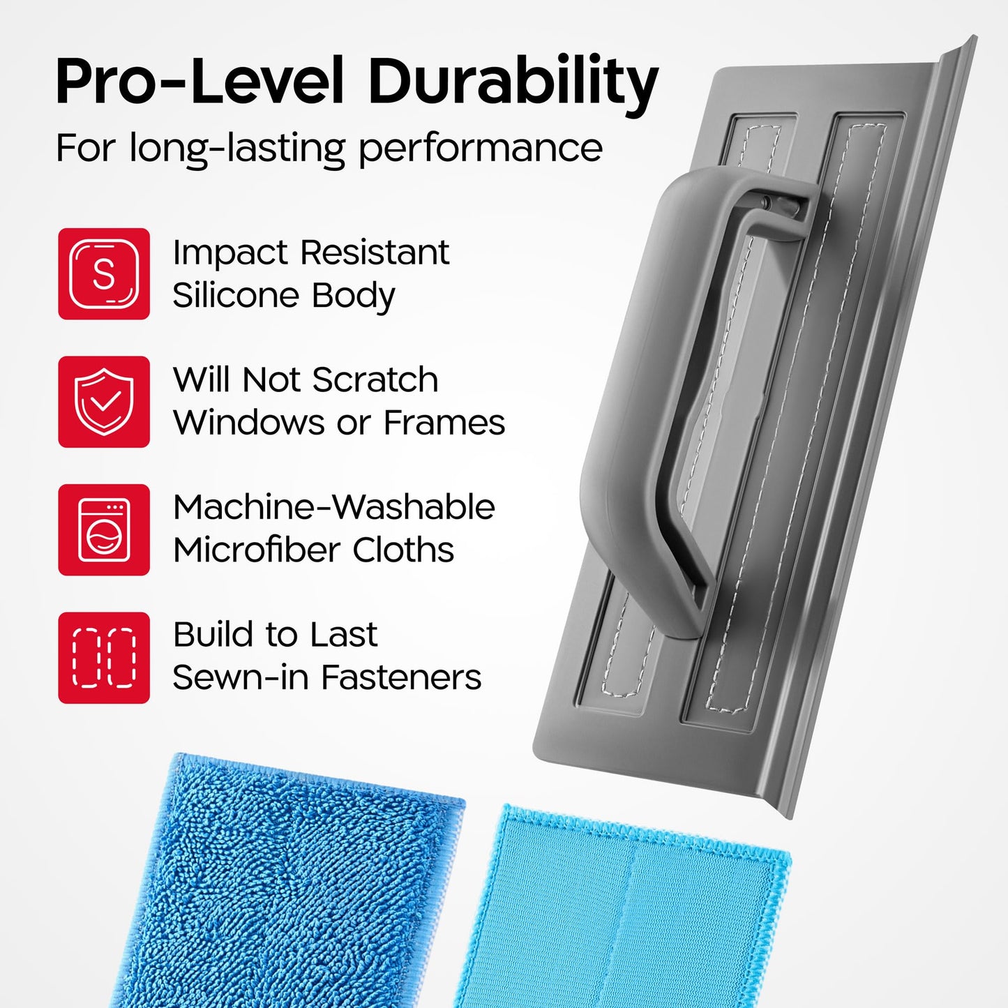 Tyroler Shower Squeegee for Glass Doors 100% Silicone Squeegee 25.4 cm | 2 Microfiber Scrub & Polish Cloths | Multi-Surface- Mirror, Marble, Tile & Window Squeegee | Idle Squeegee Shower Glass Cleaner