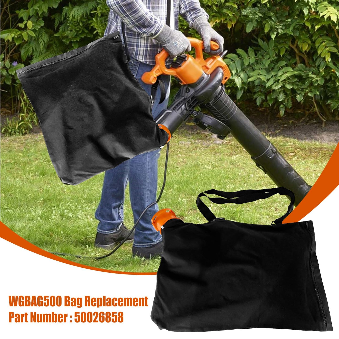 2 PCS 50026858 Leaf Blower Vacuum Bag Replacement Model WG502 WG508 WG505 WG509 WG500 WG501 Leaf Collection Bag WGBAG500 Bag Replacemen