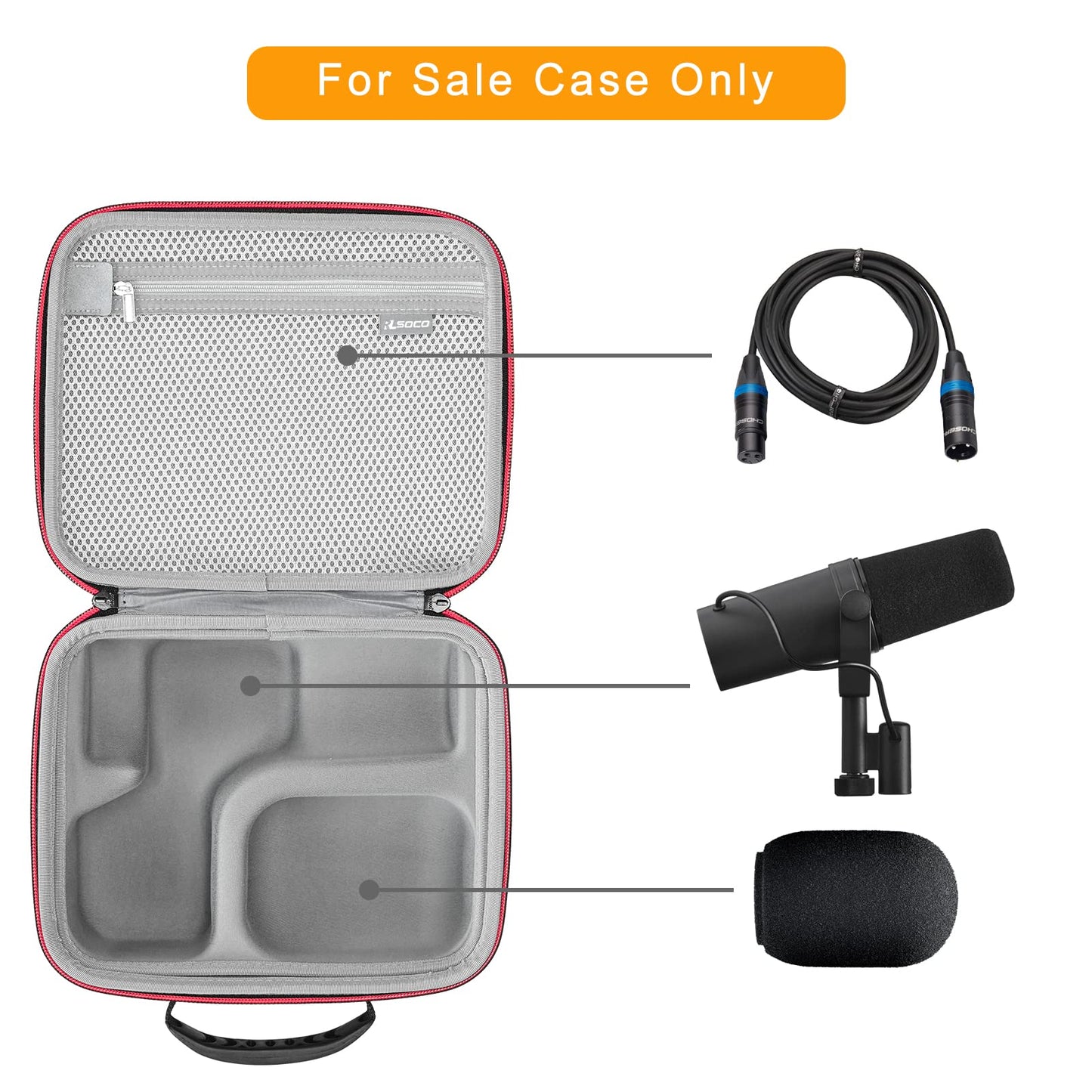 RLSOCO Case Compatible with Shure MV7+/MV7X/MV7i/MV7/MV6/SM7B/SM7dB Podcast Microphone, Hard Carrying Case, Dust & Water-Resistant - Black (Case Only)