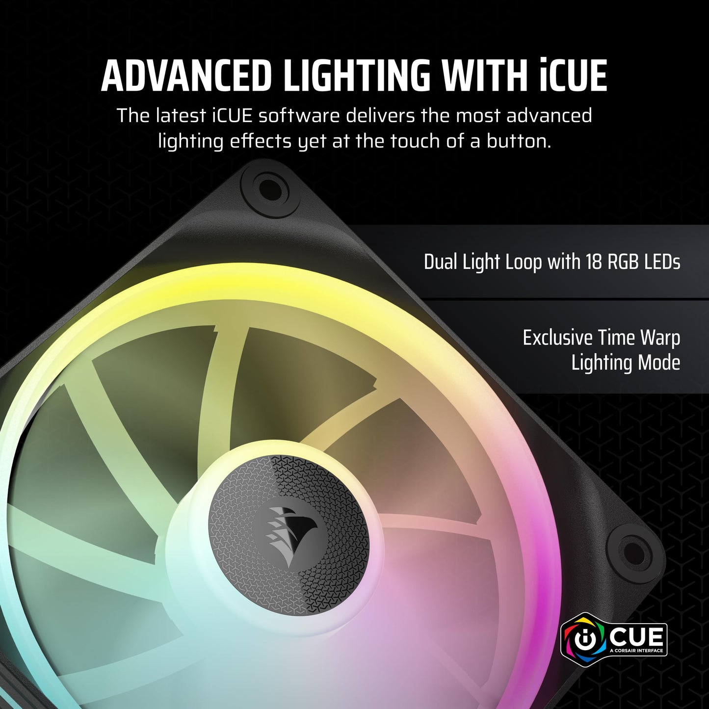 CORSAIR iCUE Link LX120 RGB 120mm PWM Fan Single Pack – Dual Light Loops – Requires iCUE Link System Hub (Sold Separately) – CORSAIR AirGuide Technology – Black