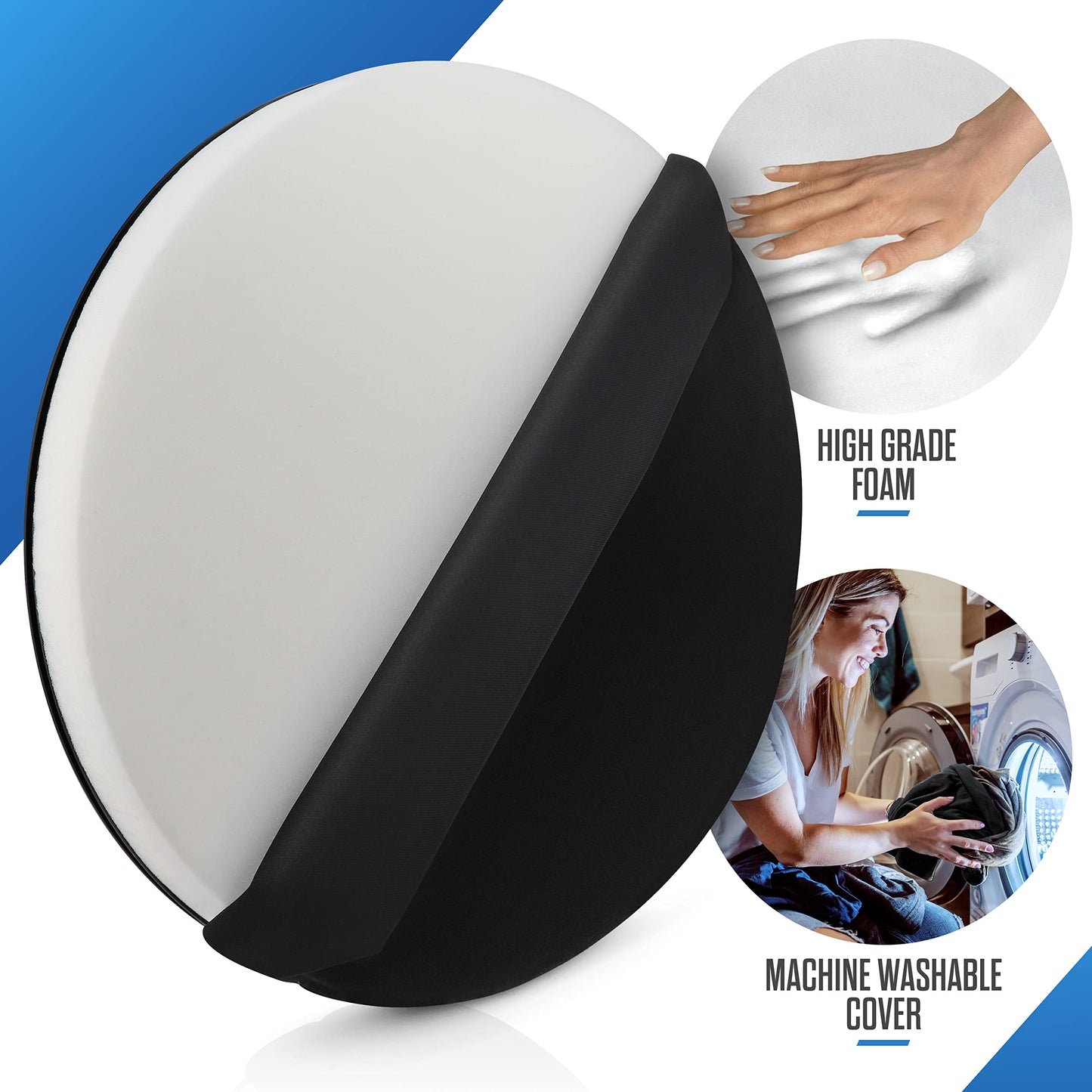 HealthSmart 360 Degree Swivel Seat Cushion, Chair Assist for Elderly, Swivel Seat Cushion for Car, Twisting Disc, Black, 15 Inches in Diameter