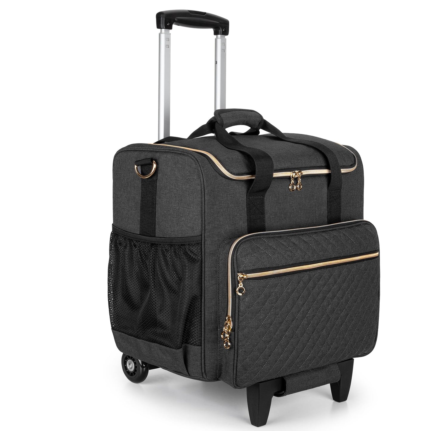 Luxja Rolling Teacher Bag with Laptop Compartment and Detachable Dolly, Multifunctional Rolling Teacher Tote Bag (Patent Pending), Black