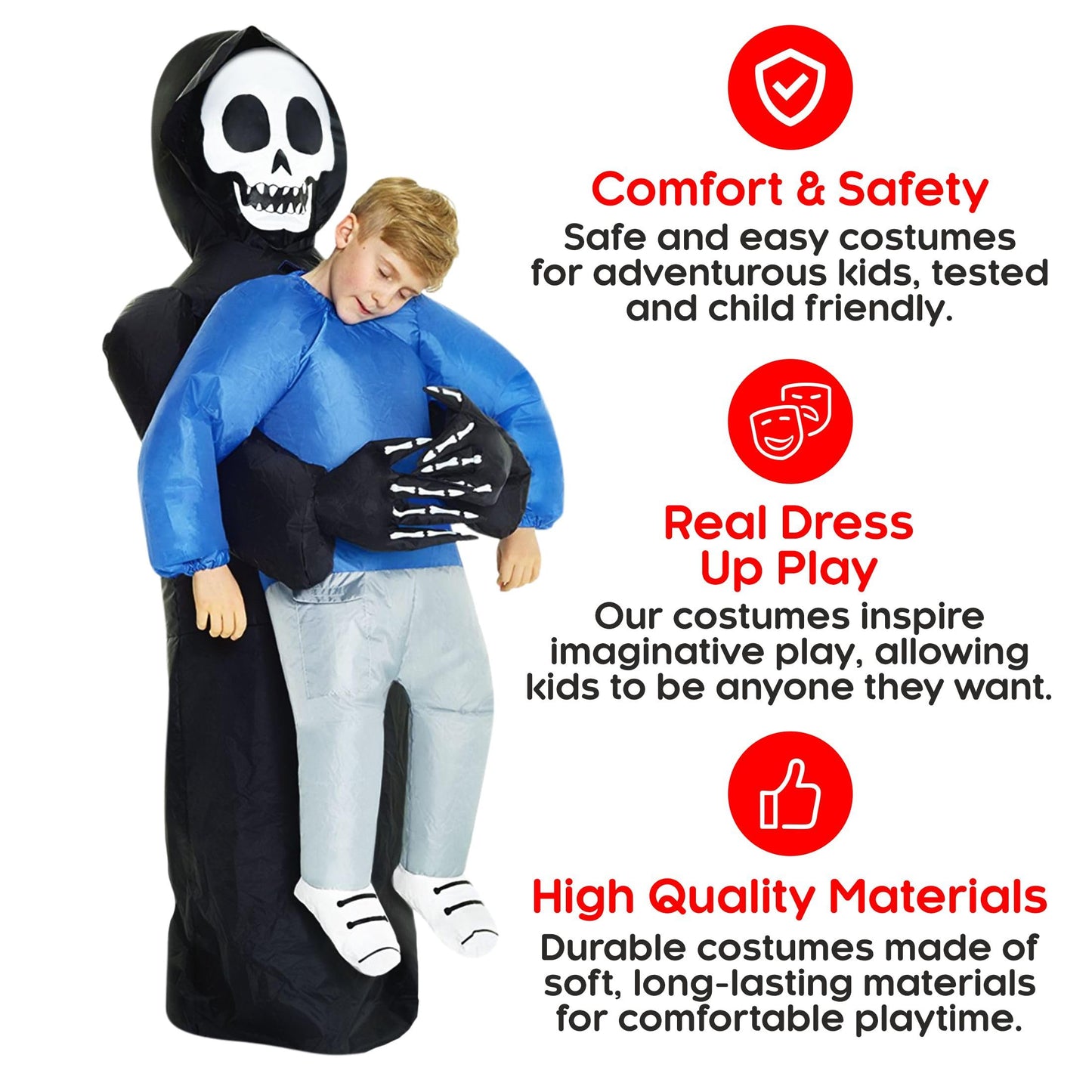 Morph KMCPIGR Boys Pick Me up Inflatable Costume, One Size, Grim Reaper Kids