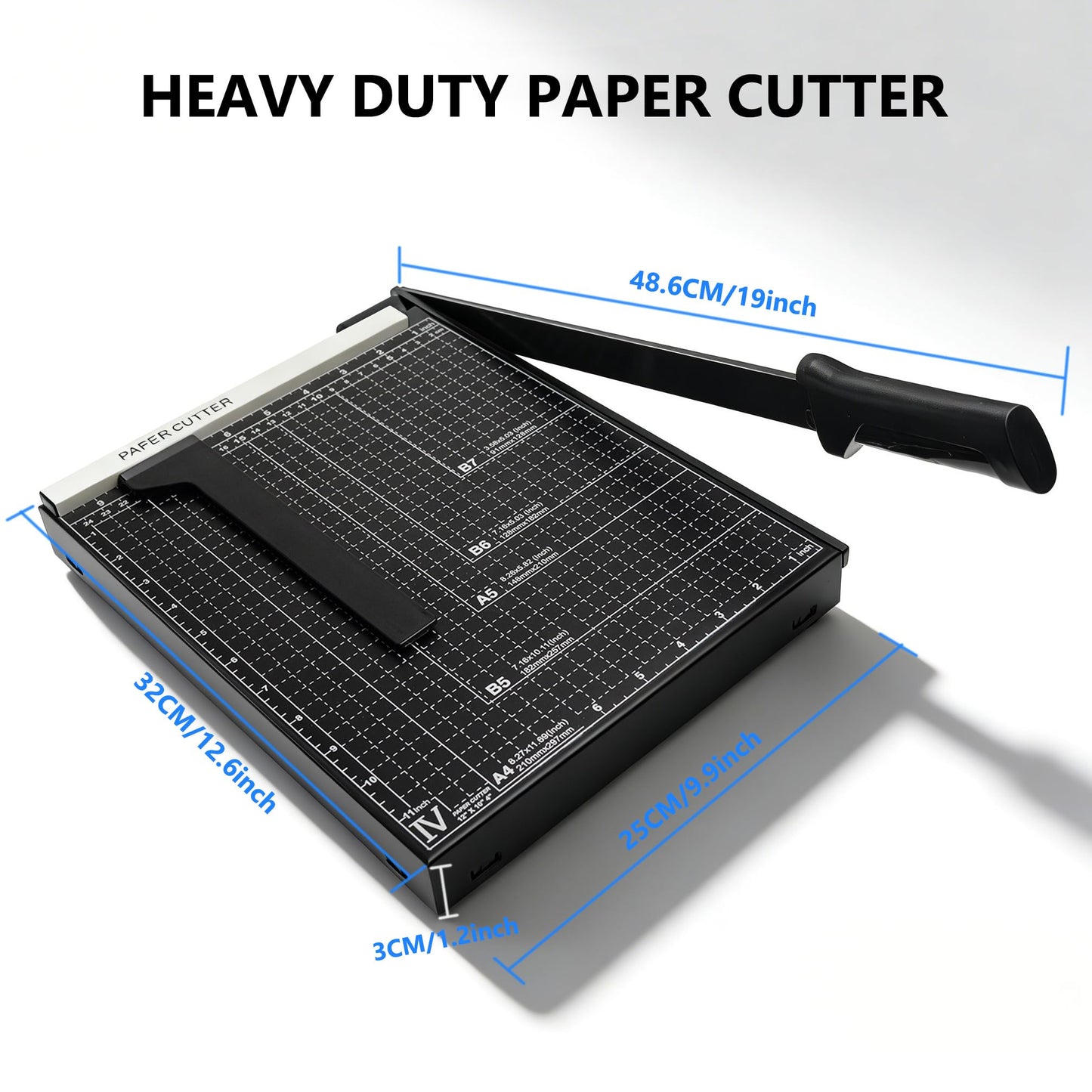 12 Inch Paper Cutter, Guillotine Paper Trimmer, 15 Sheets Capacity, Heavy Duty Paper Cutting Board for Home Office School