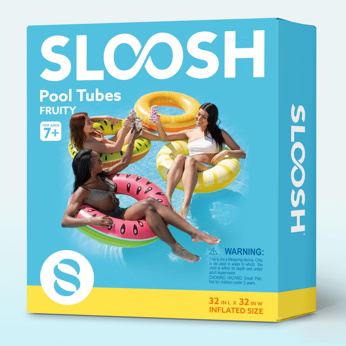 Sloosh 4 Pack Inflatable Pool Floats Pool Rings Swimming Tubes Swimming Toys Beach Swimming Party Toys for Kids and Adults