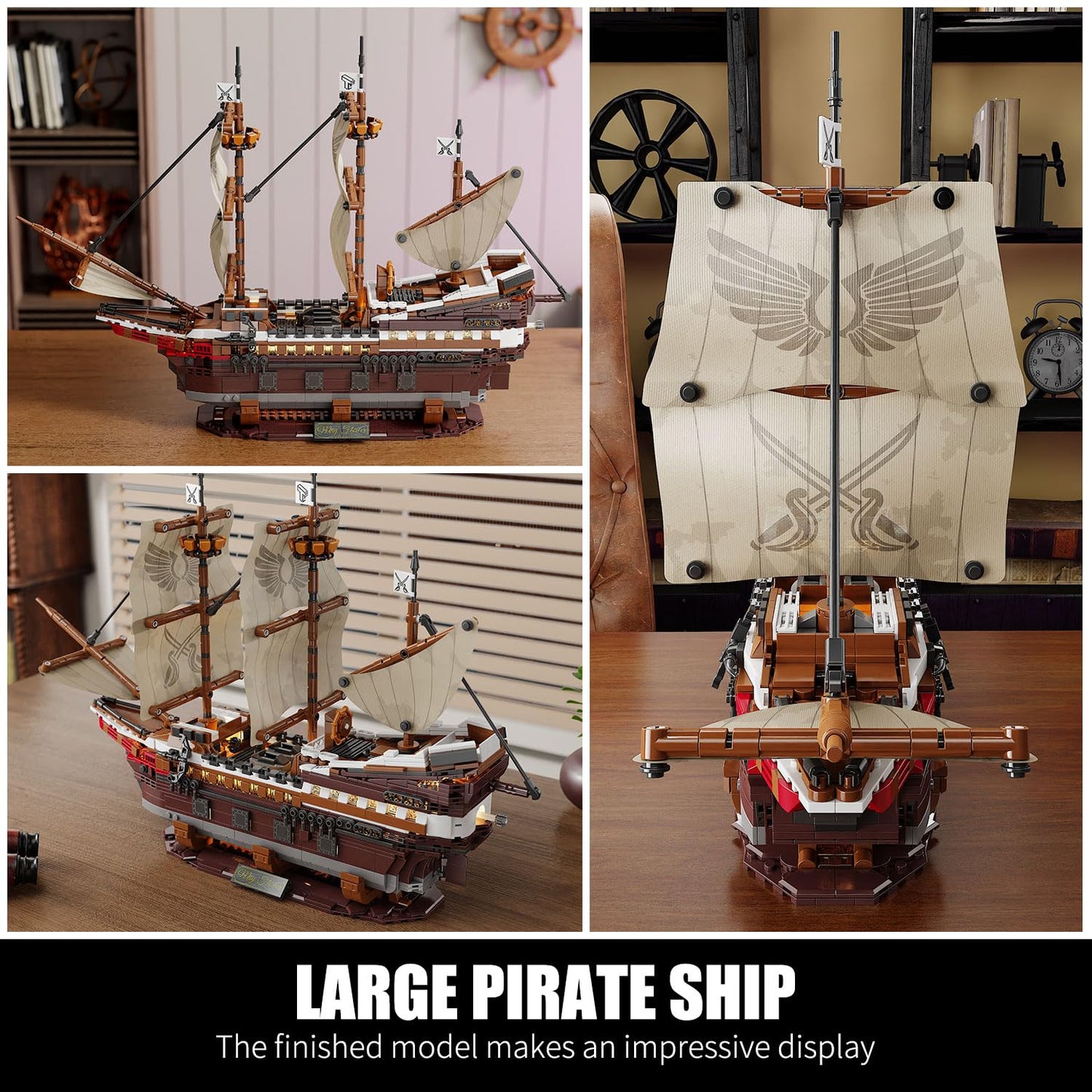 TYCOLE Pirate Ship Building Set with Lights - Mayflower Ship Model Toy.Great home&office decoration for pirates fans,Idea choice for adults and boys aged 8-14 as birthday, Christmas gifts(2076PCS)
