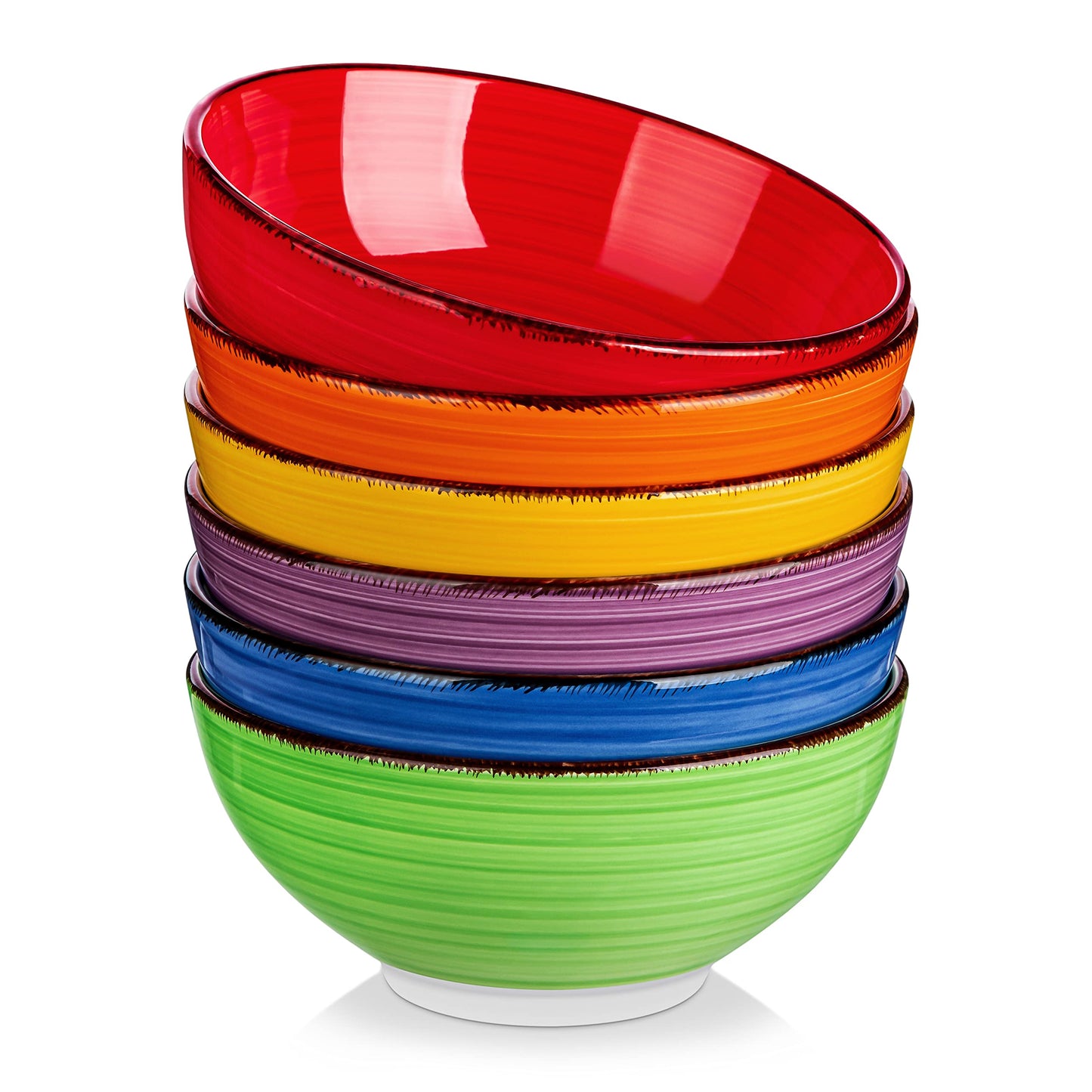 vancasso Bonita 27 Oz Cereal Bowls Set of 6, Ceramic Bowls, 6 Inch Soup Bowls, Dishwasher & Microwave Safe