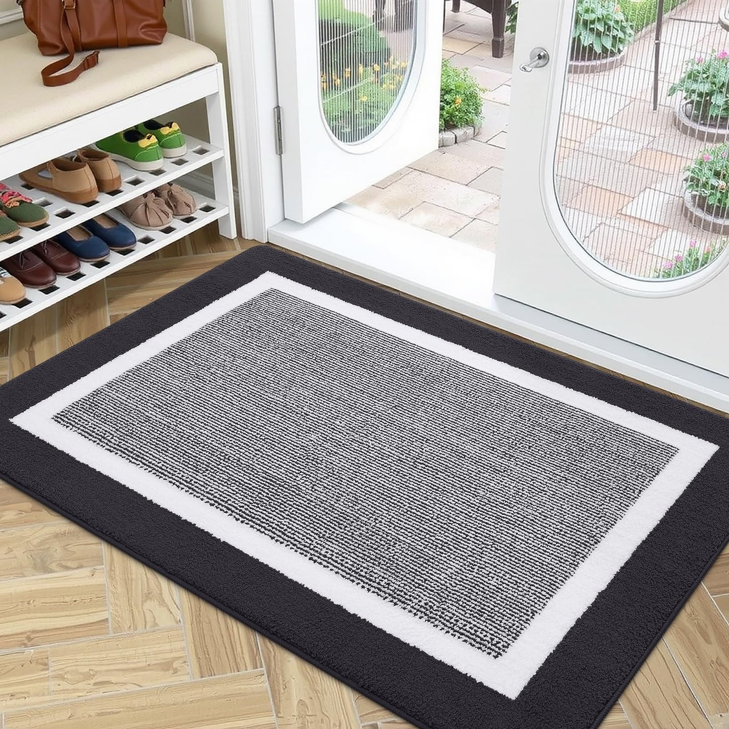 Kitinjoy Indoor Door Mat, Non-Slip Absorbent Mud Trapper Front Door Mats,Washable Durable Door Mats Indoor, Low-Profile Entryway Mat Entrance Mat Indoor, 48"x32", Dark Grey