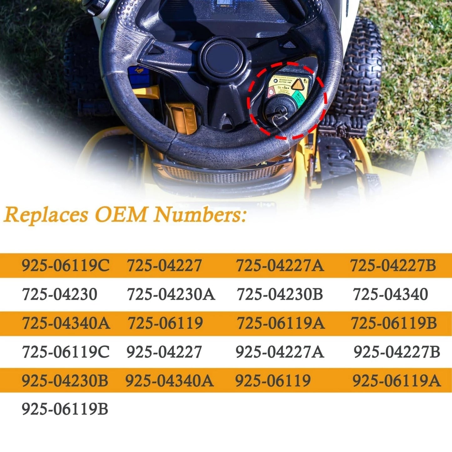 BAYUIHON 925-06119c 725-04227 Ignition Switch Module with Key for Cub Cadet Cub Cadet LT1042 LT1045 LT1046 LTX1040 XT1 LT42 LT46 LT50 XT2 LT42 LT46 SLX50/MTD Craftsman T110 T1200 T1400 T1600