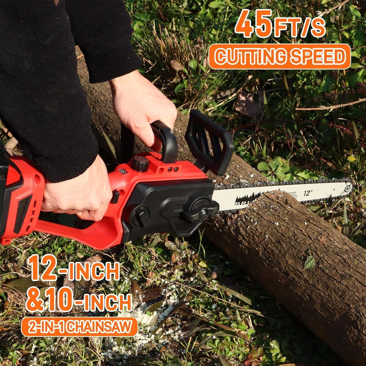 Cordless Chainsaw 12Inch Compatible with Milwaukee M18 Battery, Brushless 12-Inch &10Inch Chainsaw with Auto Oiler, Handheld Chain Saw for Wood Cutting, Garden Pruning(Tool Only, NO Battery)
