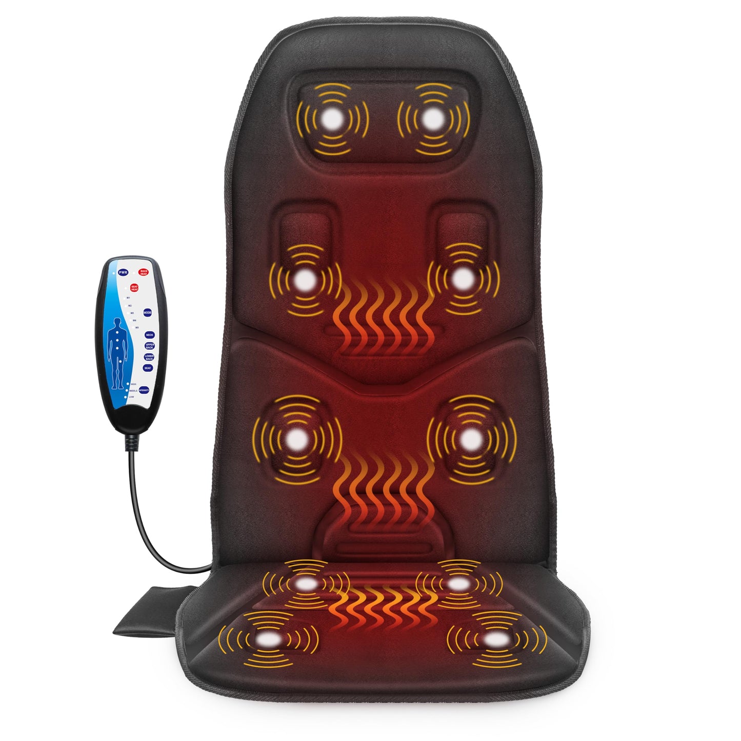 COMFIER Massage Seat Cushion with Heat - Back Massager for Chair, 3 Heating Pad, 10 Vibration Motors, Massage Chair Pad for Back Office Home use