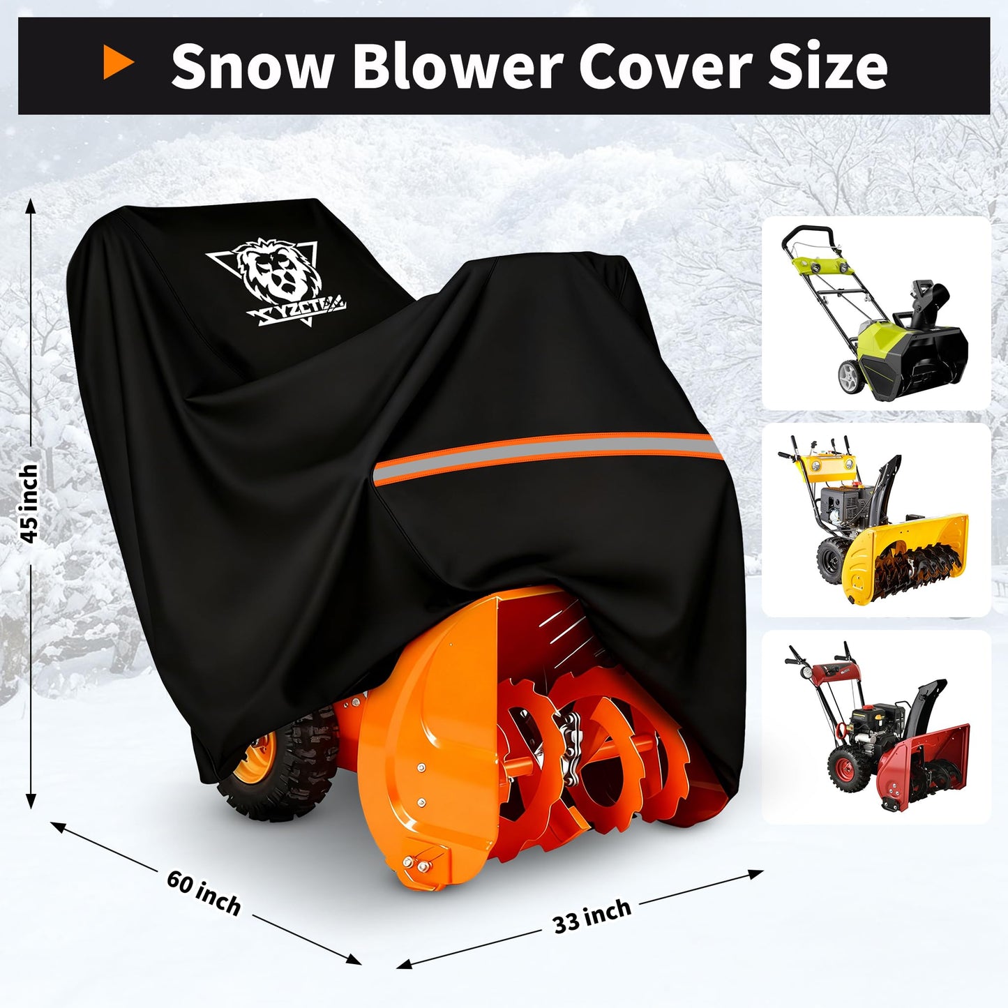 XYZCTEM Snow Blower Cover 300D Oxford Fabric, Universal Fit Snow Blower Cover, Covers for Snow Blowers Against Water, UV, Wind, Outdoor Protection (Black)