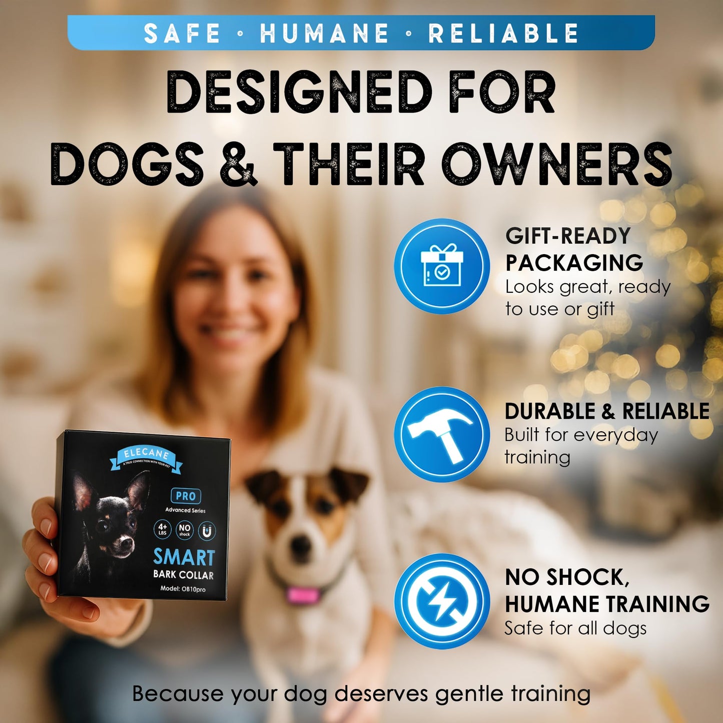 Bark Collar for Small Dogs 5-15 lbs – No Shock Anti Barking Collar with AI Chip – 3 Modes & 5 Sensitivity Levels – Waterproof, Rechargeable, Magnetic Charging – Humane, Effective Training (Pink)