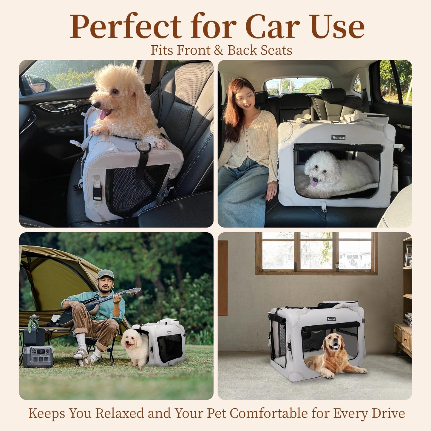 Totoro Ball Large Cat Carrier for Cats Collapsible Soft Pet XL Crate for Large/Medium Cats 15lbs+, Car Travel Portable Bag with Water Bottle Slot Ideal for Long Trips (Grey, 20.0"L x 14.0"W x 14.0"H)