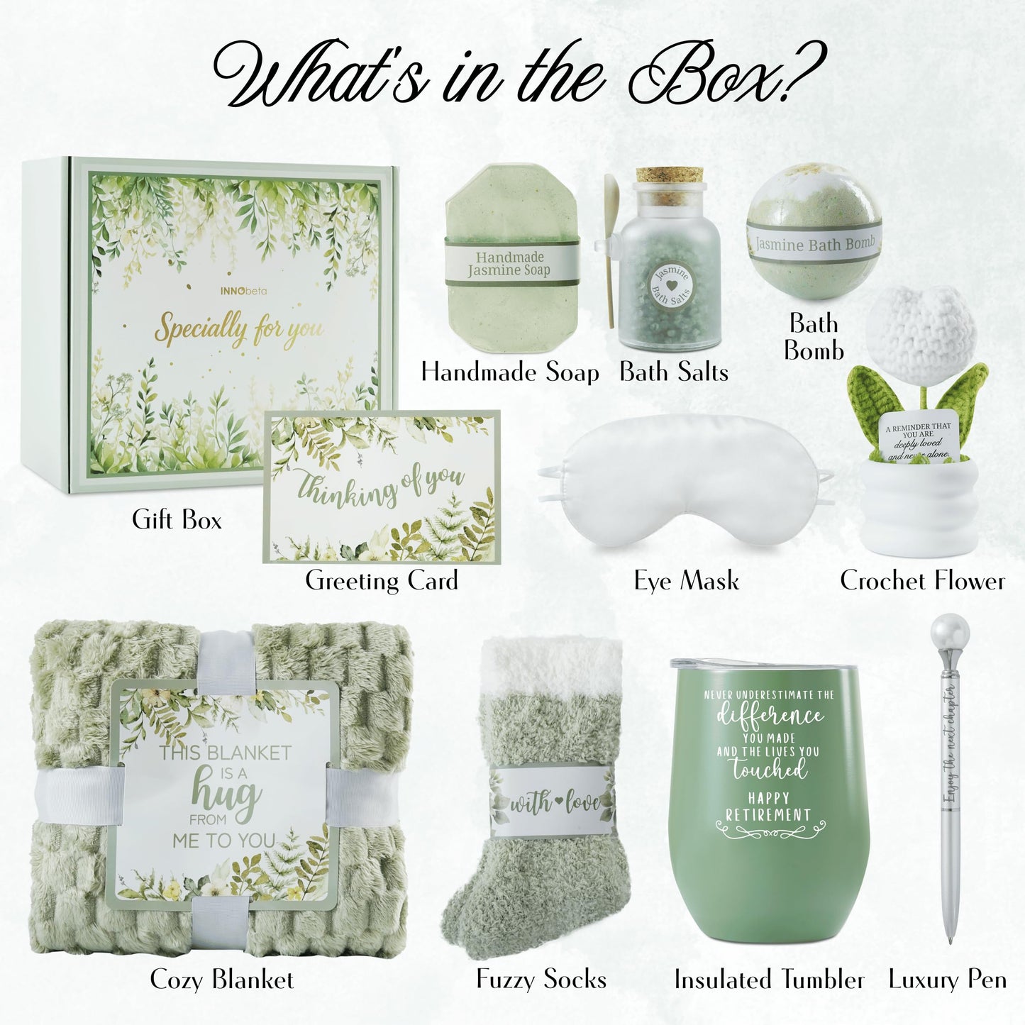 INNObeta Retirement Gift Basket for Women, Unique Retirement Gifts for Her, Useful Self Care & Relaxation Package for Female - Happy Retirement