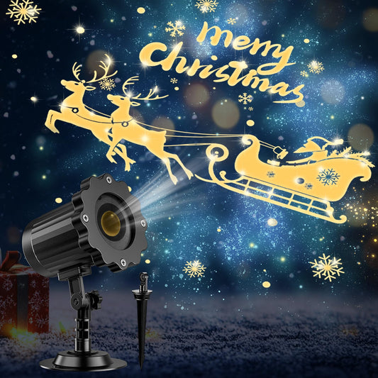 3D Dynamic Christmas Projector Lights Outdoor Indoor-2024 Upgrade Santa in Sleigh Christmas Decorations,Waterproof Holiday Projector Lights for Window Ground Roof Wall Yard Xmas Decor