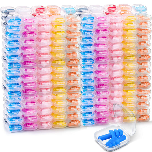300 Pairs Ear Plugs Bulk for Sleeping Noise Cancelling, Swimming, Shooting, Concerts, Snoring 10 Assorted Colors with Carry Cases Reusable Silicone Earplugs Soft Ear Plugs