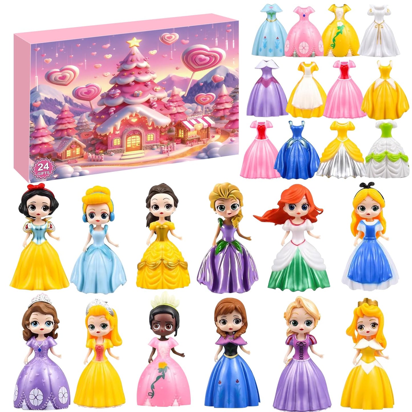 Advent Calendar 2025 for Girls, Princess Deformation Toy Christmas Countdown Calendars Princess Transformable Toys for Girls Xmas Gifts Party Favors
