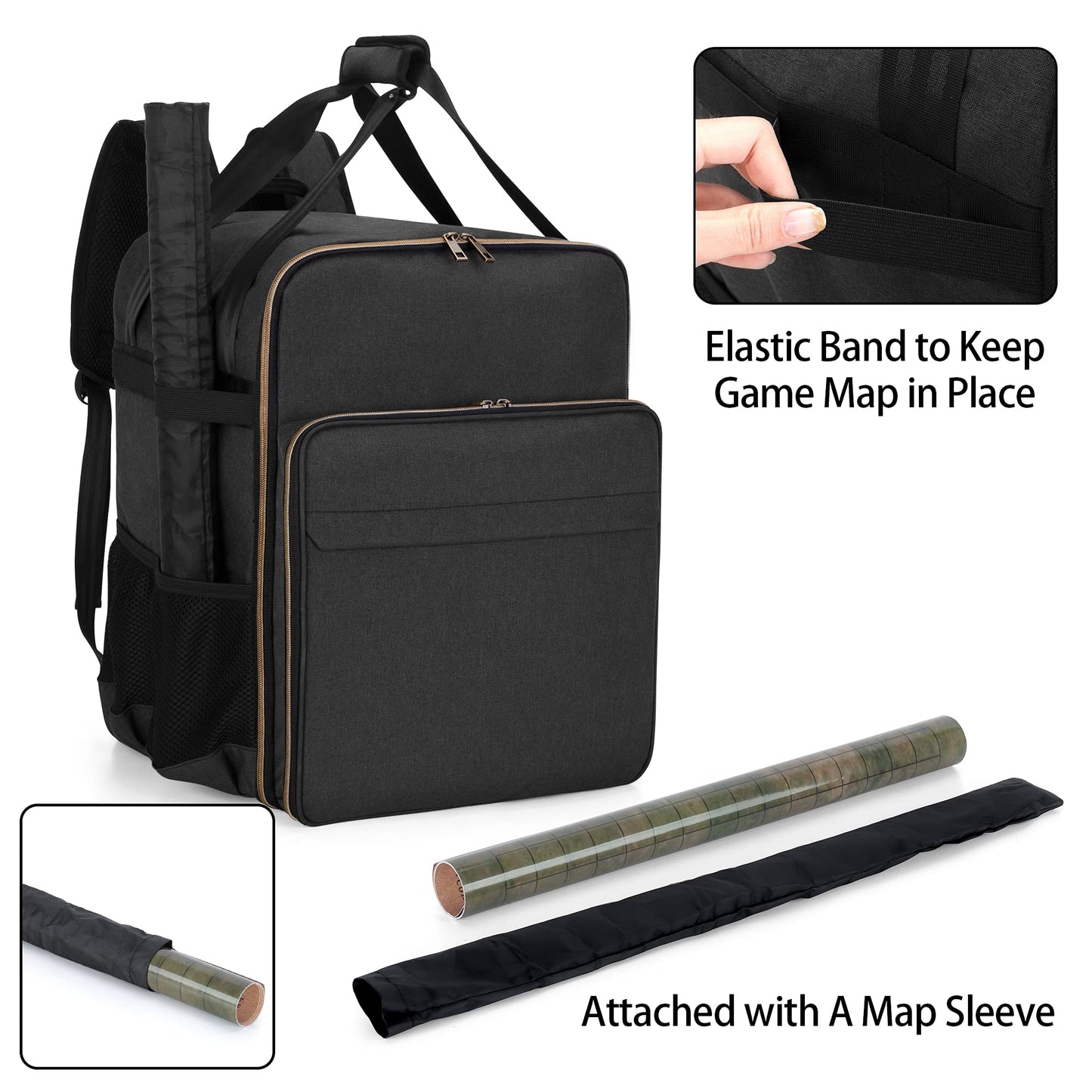 Trunab Board Game Bag Portable Padded Game Storage Tote Bag Carrier for Most Board Games, Card Game, with Large and Multiple Accessory Pockets, Carrying Handle, Map Sleeve