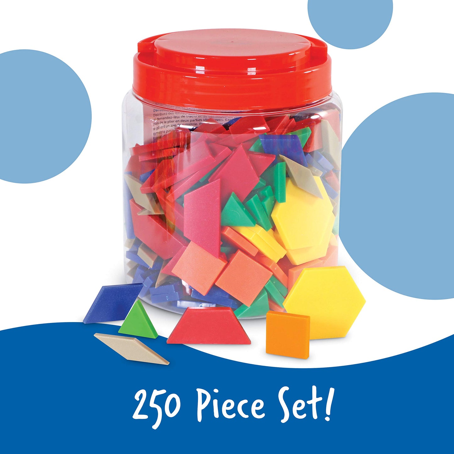 Learning Resources LER0134 Plastic Pattern Blocks, Shape Recognition, Early Math Skills, Set of 250, Ages 4+