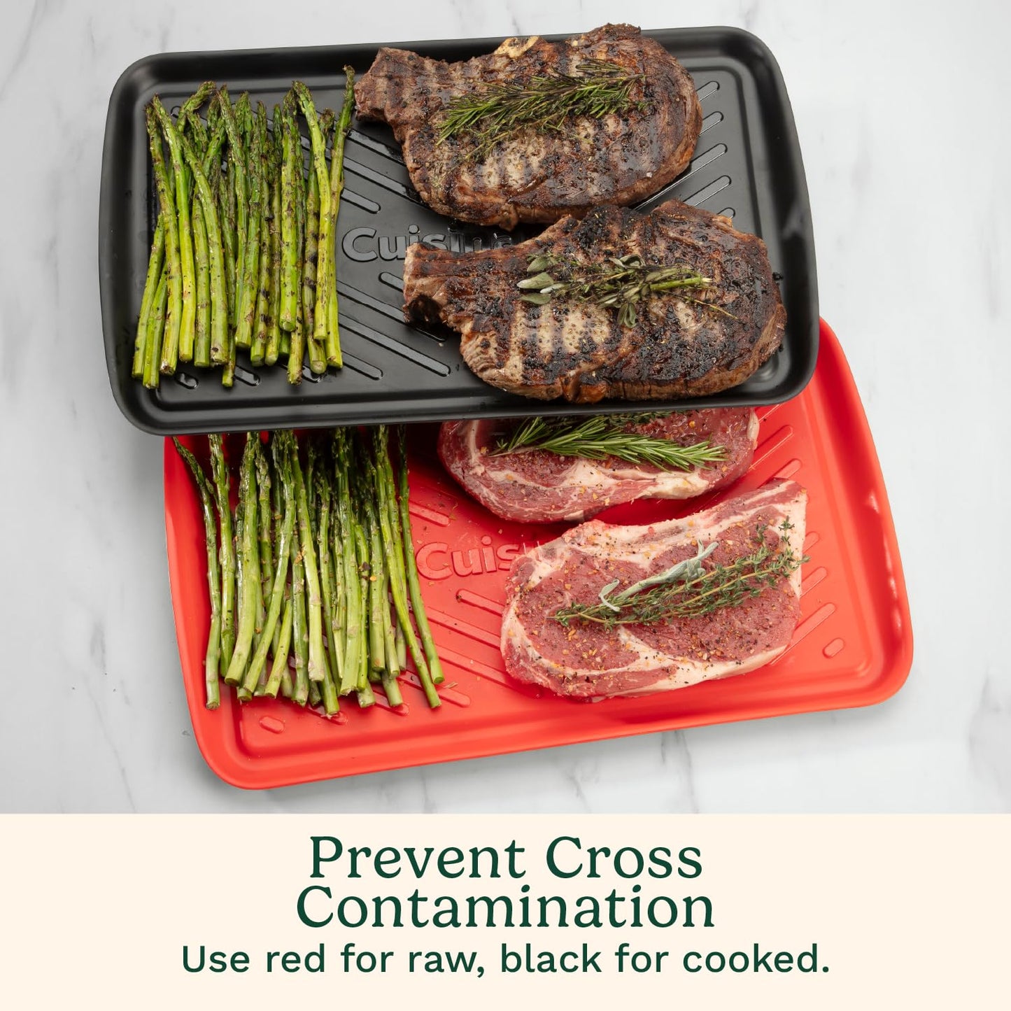 Cuisinart Grilling Prep and Serve Trays, 17"x 10.5", Dishwasher Safe, Fits 6 Burgers, Red and Black (CPK-200C)