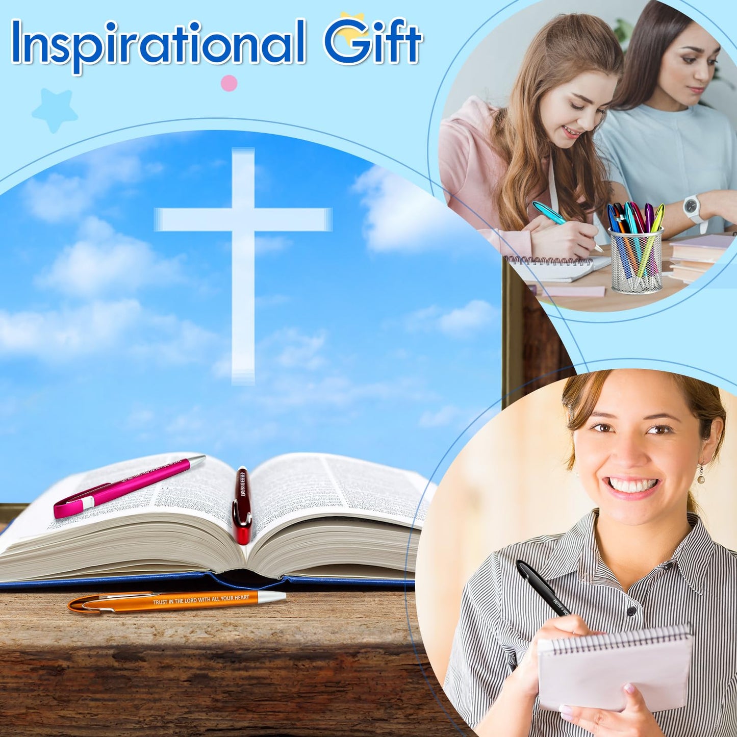 Lincia 100 Pcs Bible Verse Ballpoint Pens Bulk with Inspirational Quotes Retractable Medium Point Affirmation Pens with Black Ink Thank You Gifts for Back to School, Nurse, Teacher