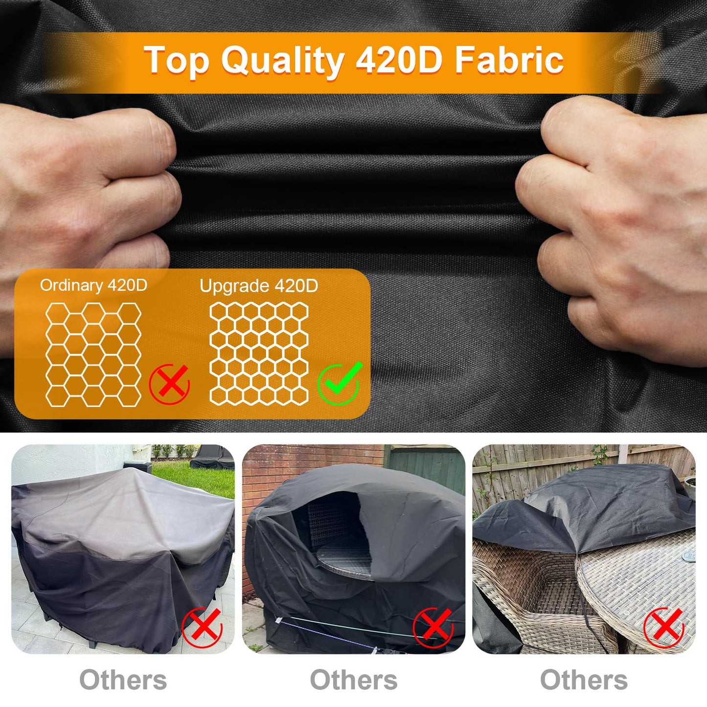 Kipiea Round Patio Table Cover 96" Dia x 36" H, Super Waterproof Round Patio Furniture Cover, Heavy-Duty Round Outdoor Table Cover for Outdoor Furniture Set, UV and Tear Resistant