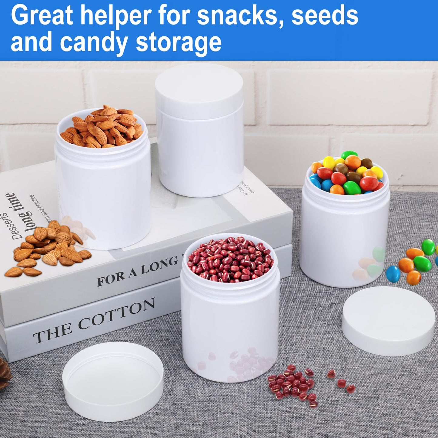 30 Packs 8.8oz (250 ml) Plastic White Jars with Lids, Cosmetic Containers Storage Jars with Wide-Mouth for slime, beads, rhinestones, sequins Cosmetics, Lotion, Cream, Ointments and More by KUKLIPJIM.