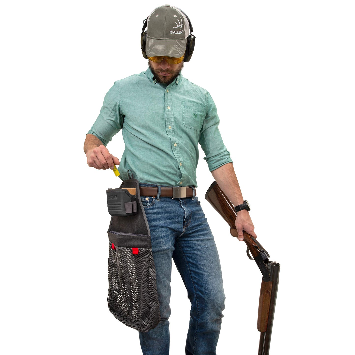 Allen Company® Competitor Over-Under Molded Hull Bag, Holds 125 Empty Hulls, Spring Clip Opening with Magnetic Closure, Gray