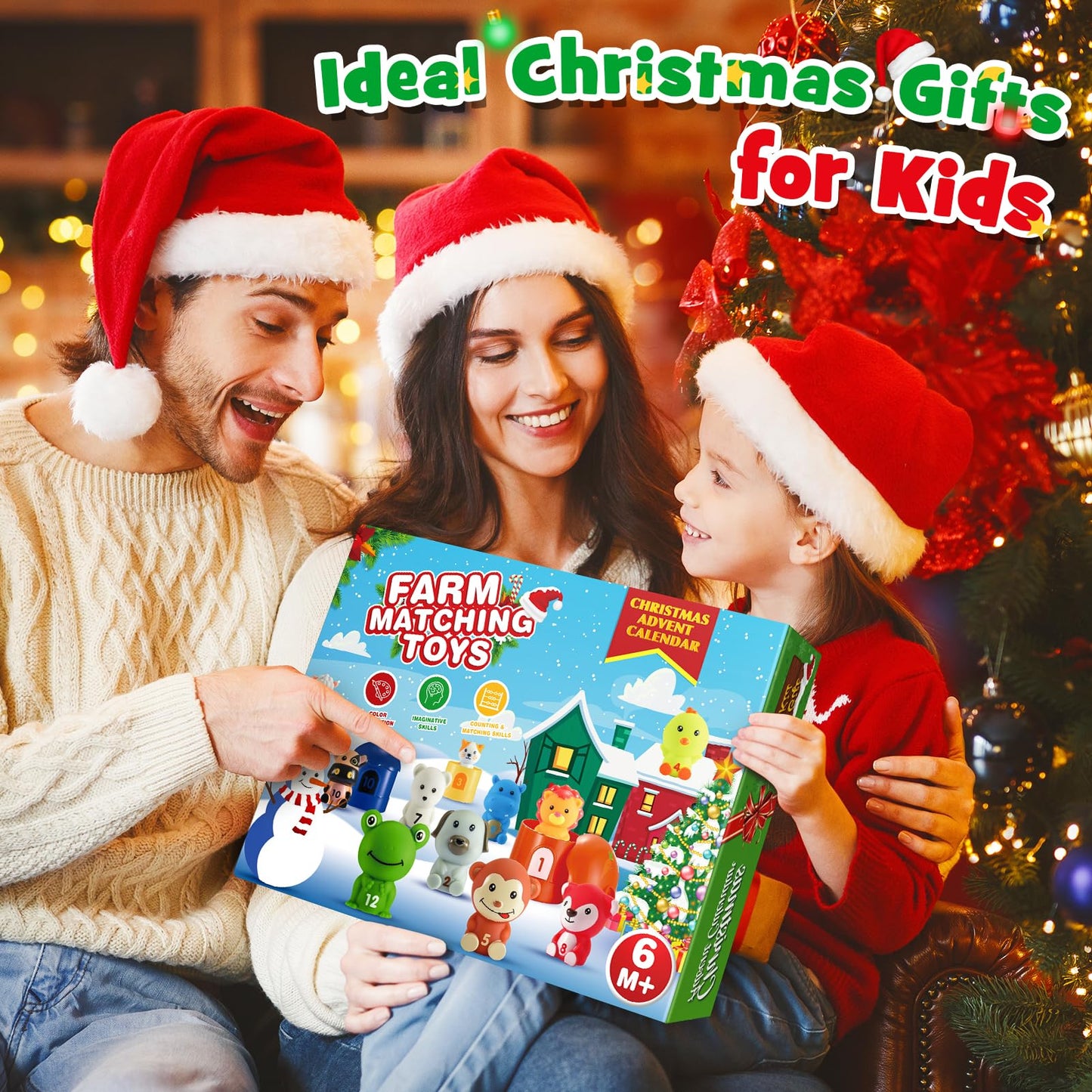 Advent Calendar 2025 Kids Age 1-3, Luckades Montessori Toys for 1-3 Year Old Vacation Advent Calendar Christmas 24 Days Countdown Gift for 1-3 Year Old Boys Educational Toys Farm Animals for Toddlers