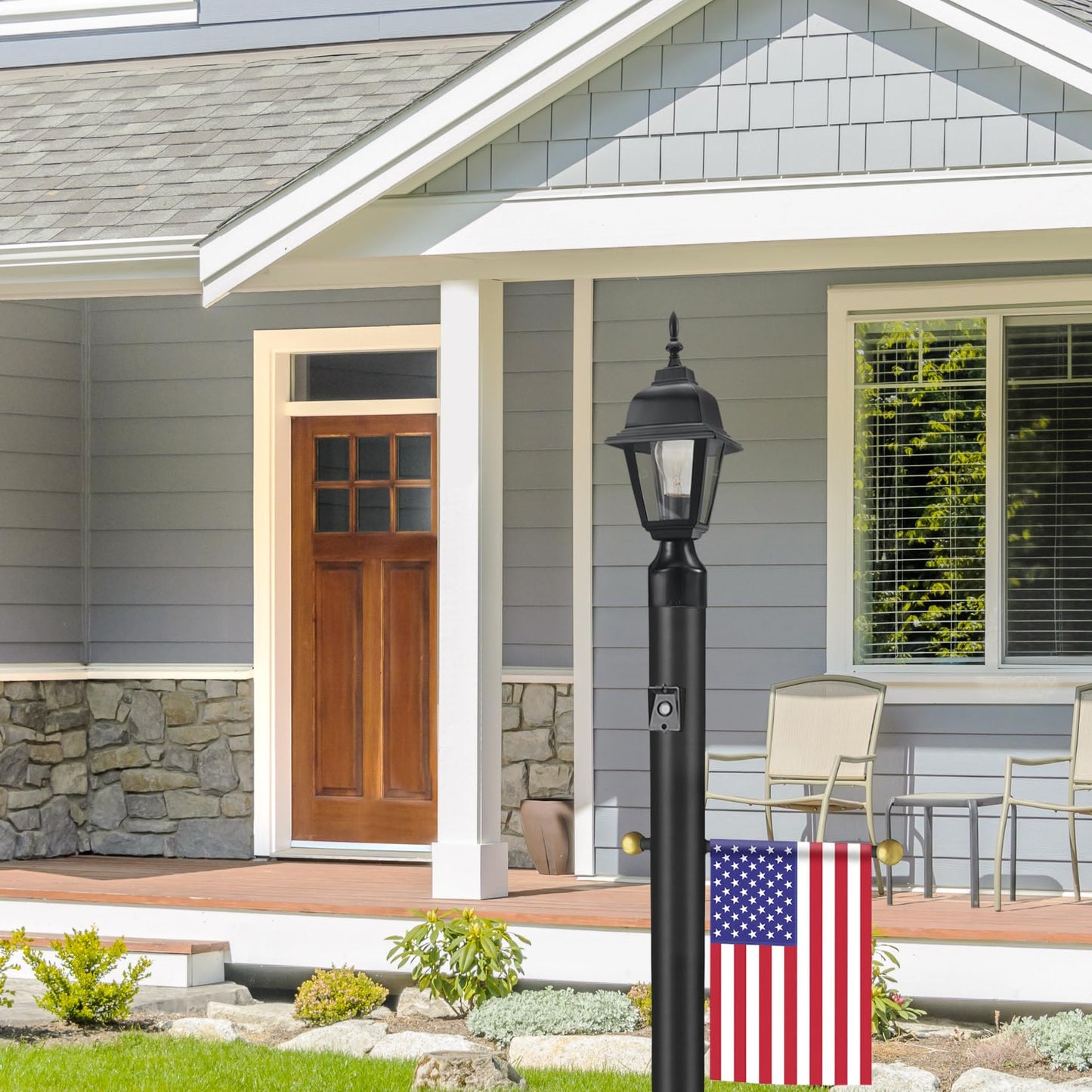 Design House 507509 Maple Street Outdoor Post-Light, 16-Inch by 6-Inch, Black Die-Cast Aluminum