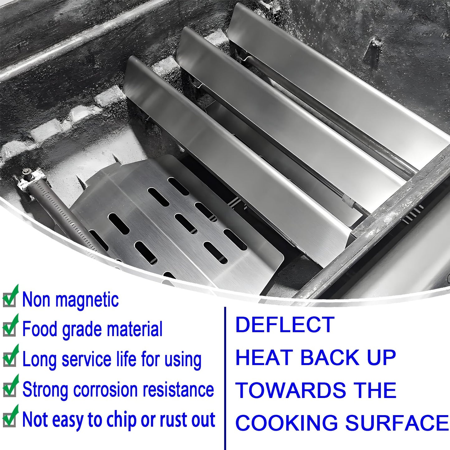 15.3" Flavorizer Bars Heat Deflector Kit for Weber Genesis 300 Series E310 E320 E330 EP310 EP320 EP330 with Front Control Knob(2011-2016), Heat Plate for Weber Genesis Grill Parts Weber 7620 7622