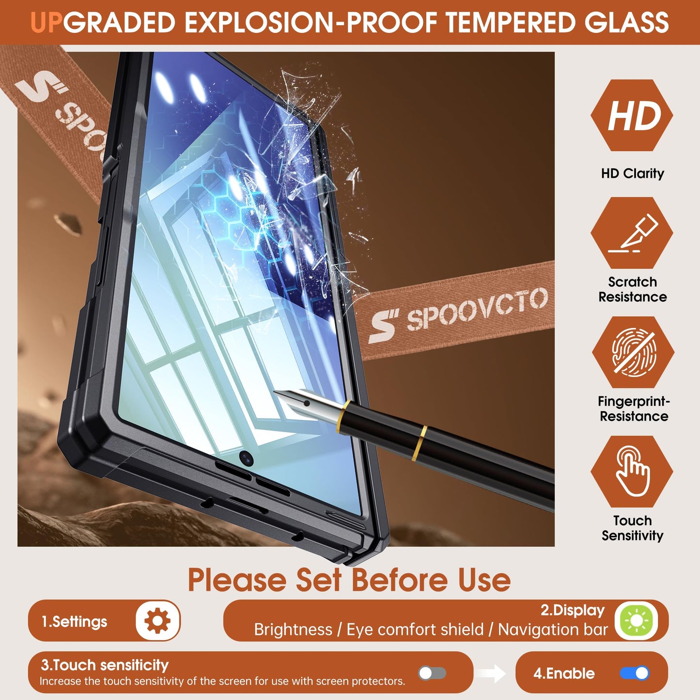 Armor Magnetic for Samsung Galaxy Z-Fold-7 Case: Dual Stand Horizontal & Vertical, Glass Screen Protector, Hinge Protection, Fit for MagSafe Wireless Charging, Shockproof Magnet Phone Cover, Black