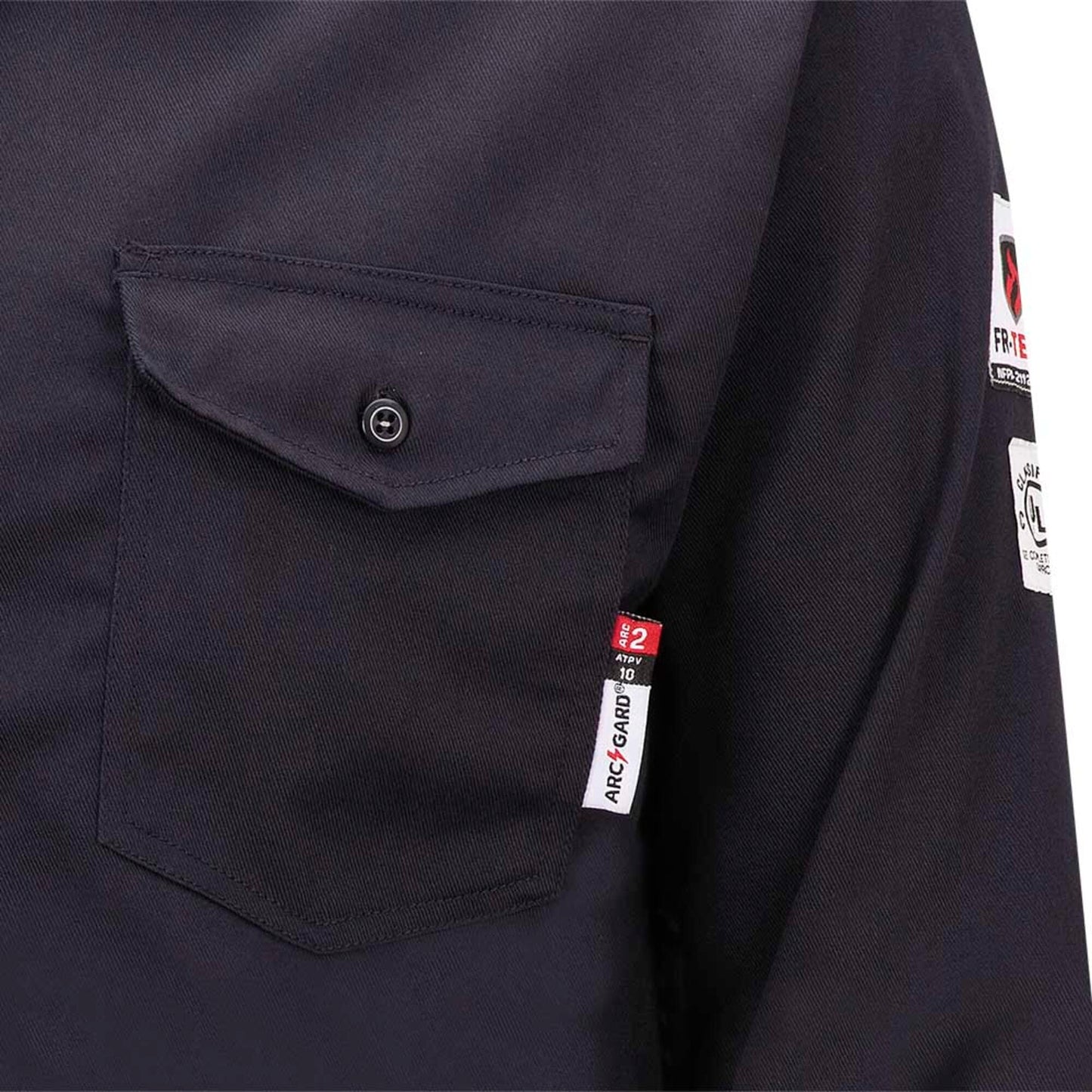 Pioneer FR Arc Rated Button-Up Safety Shirt for Men - Flame Resistant - ARC 2 PPE 10 Cal - Navy Blue