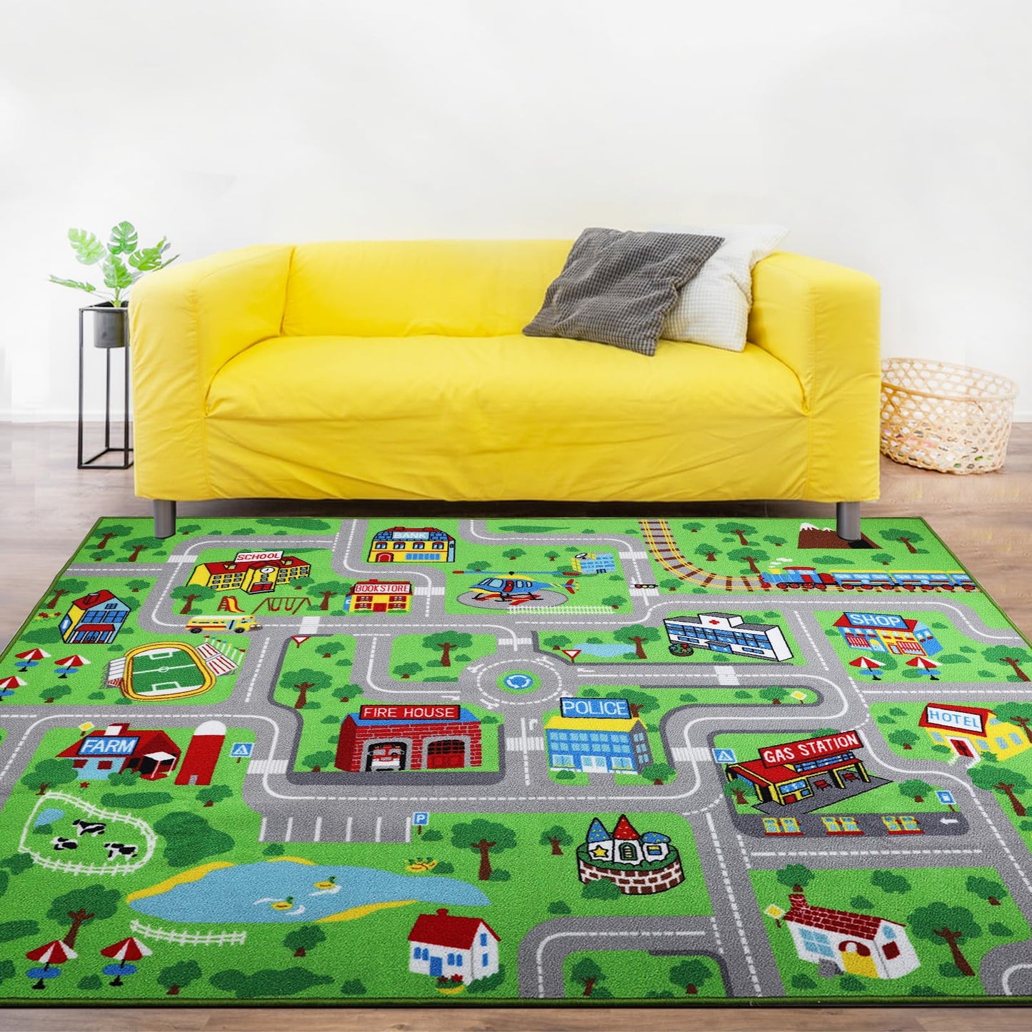Capslpad Kids Carpet Playmat Rug,Extra Large City Life Carpet 6.6x5.0 ft Learning Educational Car Rug Play Game Carpets for Children Baby Boy Girl Bedroom Playroom